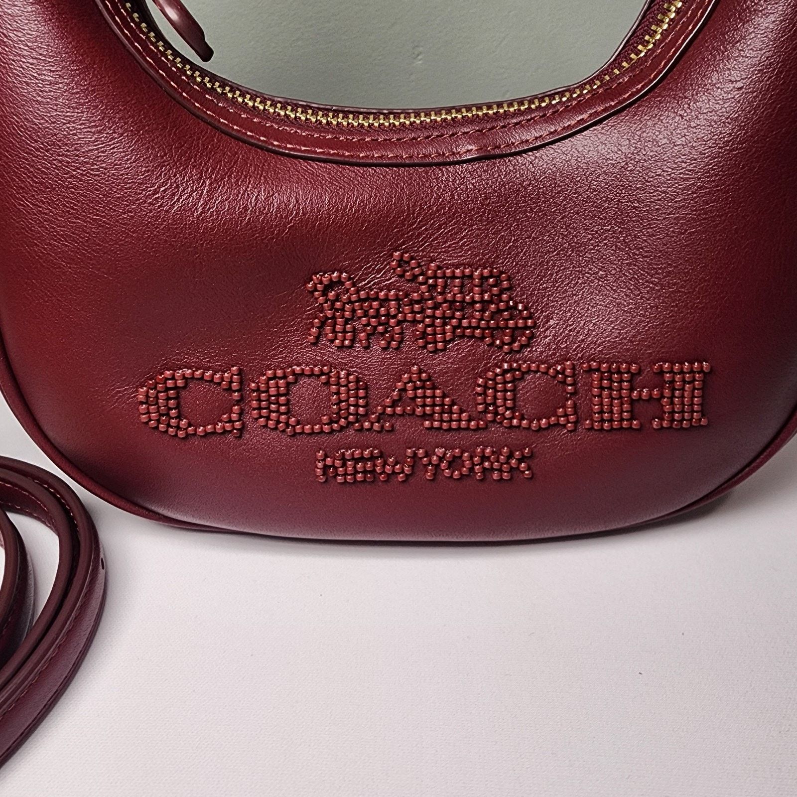 Coach Coach CCE60 Carmen Mini Crossbody Beaded Graphic DARK WINE Size ONE SIZE - 7 Thumbnail
