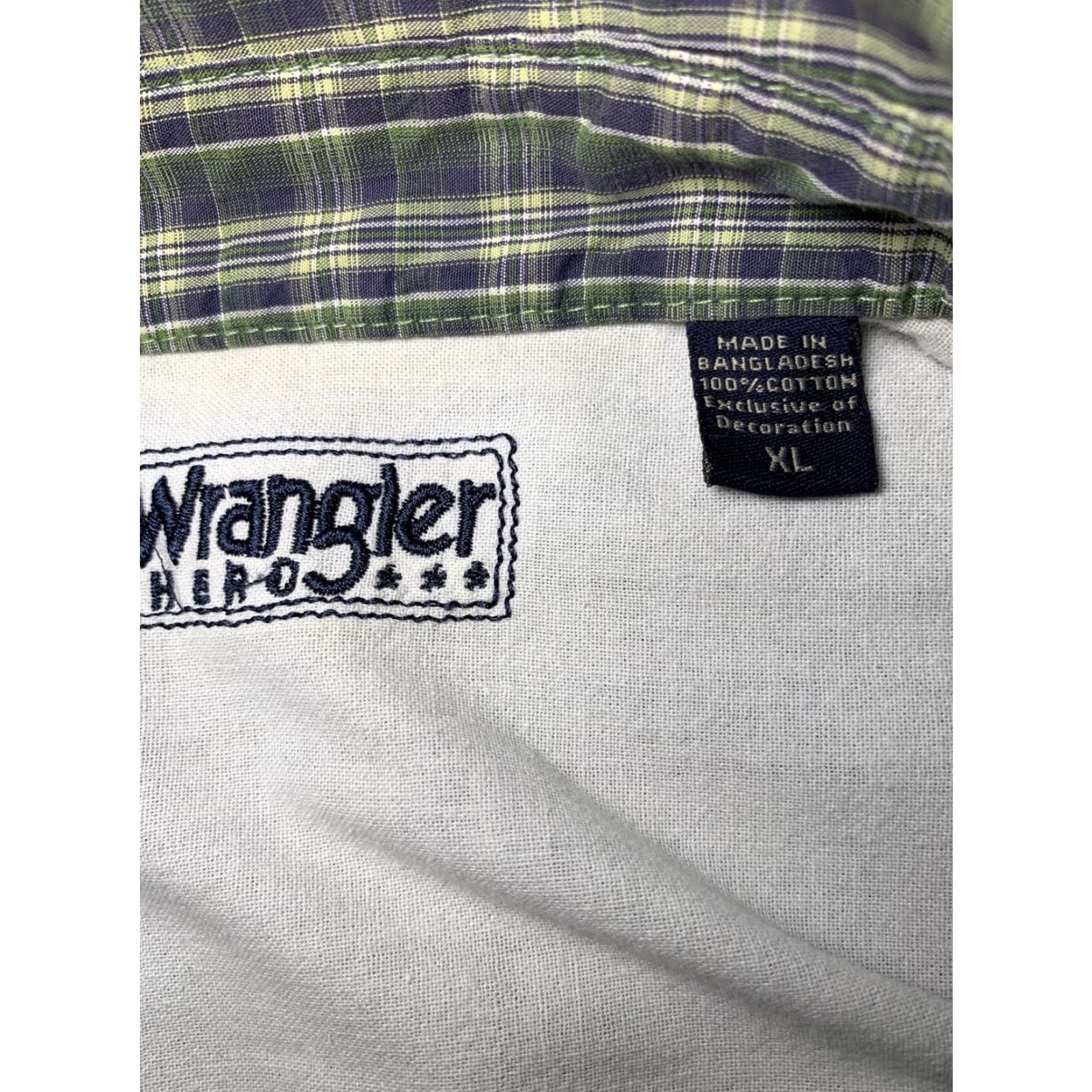 Wrangler Wrangler Shirt Short Sleeve Men's XL Green White Plaid Button-Up Western Size US XL / EU 56 / 4 - 5 Thumbnail