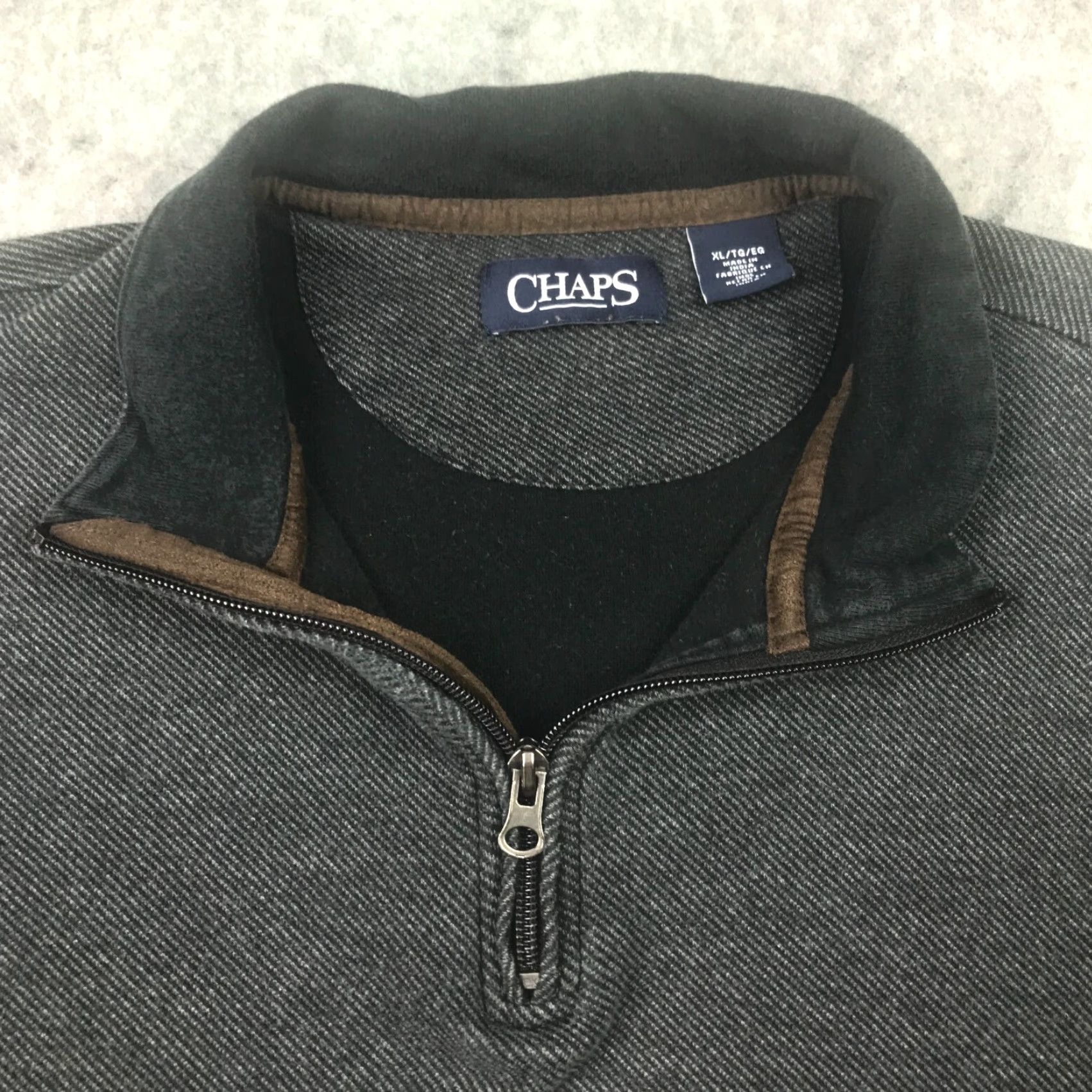 Chaps Chaps Sweatshirt 1/4 Zip Mock Neck Long Sleeve Adult Large Gray Cotton Knit Mens Size US L / EU 52-54 / 3 - 4 Thumbnail