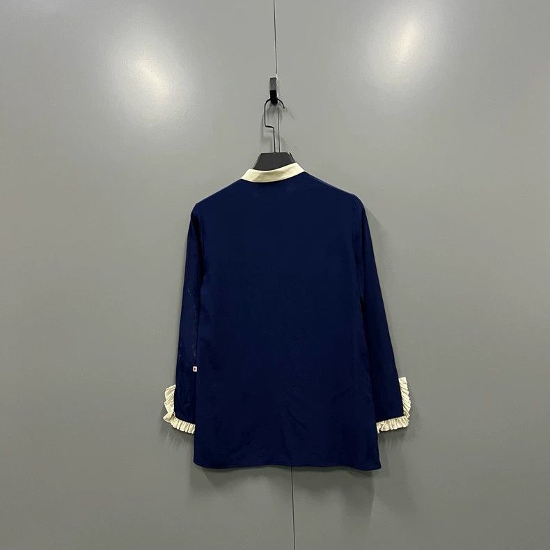 Gucci Gucci Dark blue lace lace shirt 2502-Nextarrow Size US XS / EU 42 / 0 - 3 Thumbnail