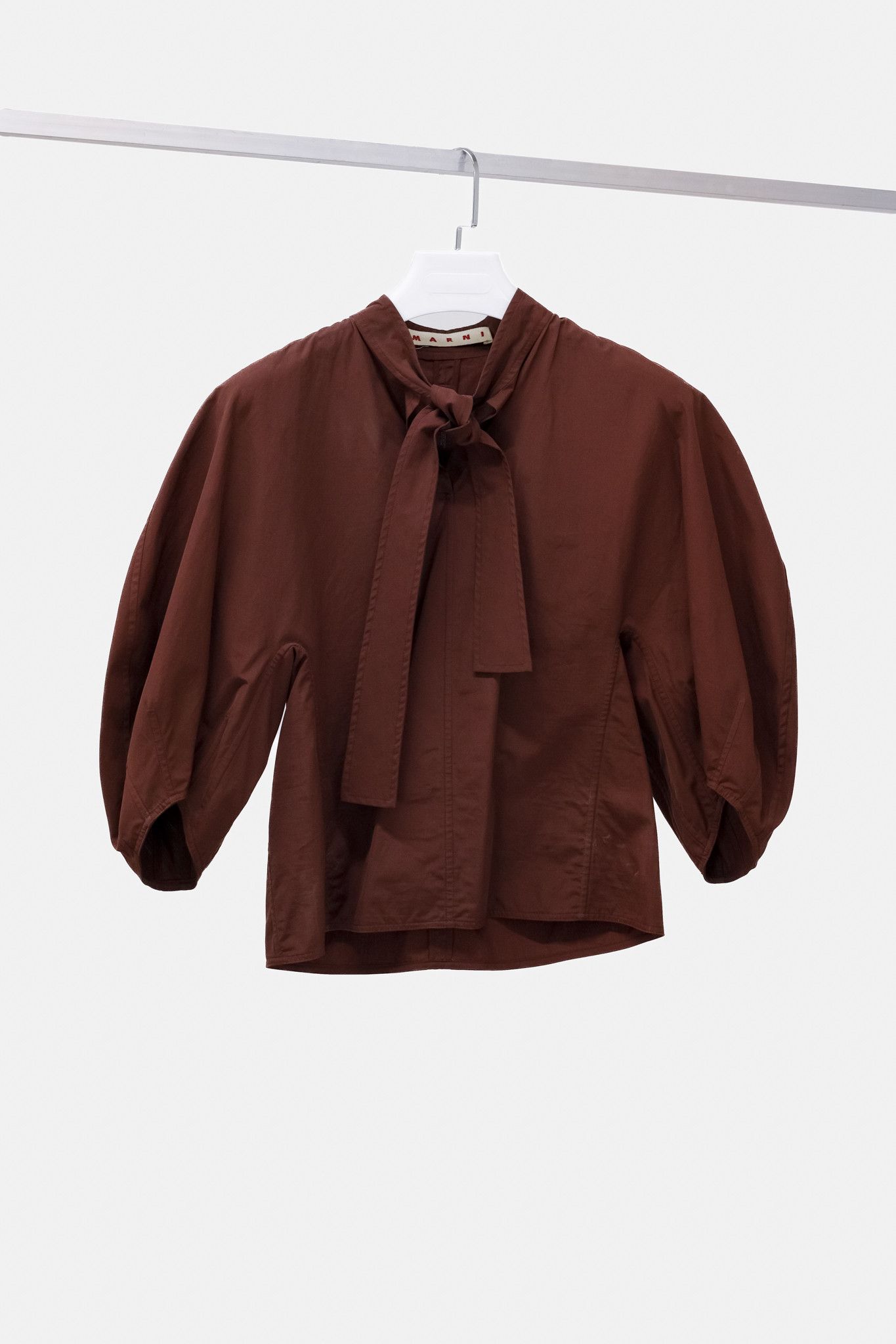 image of Marni Brown Lavaillare Puff Sleeve Top in Copper Brown, Women's (Size Medium)