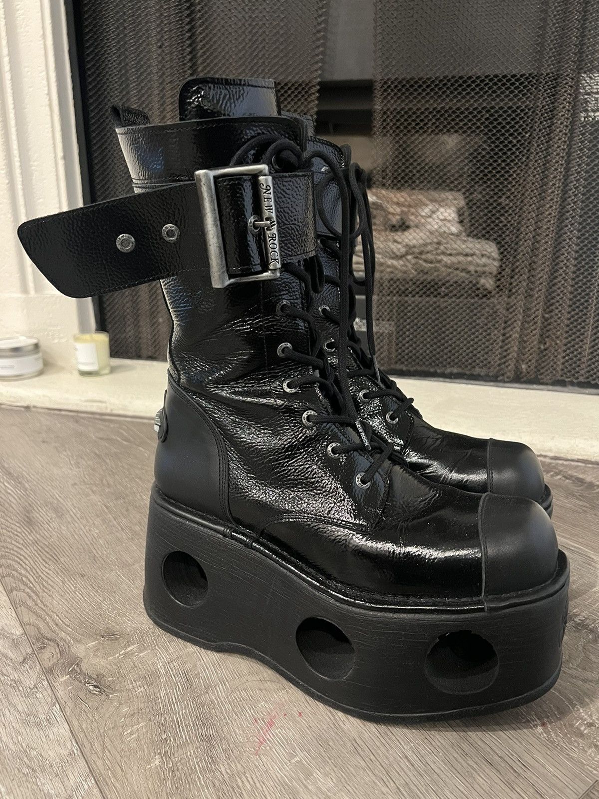 image of New Rock Newrock Leather Biker Boots Eu44 in Black, Men's (Size 11)