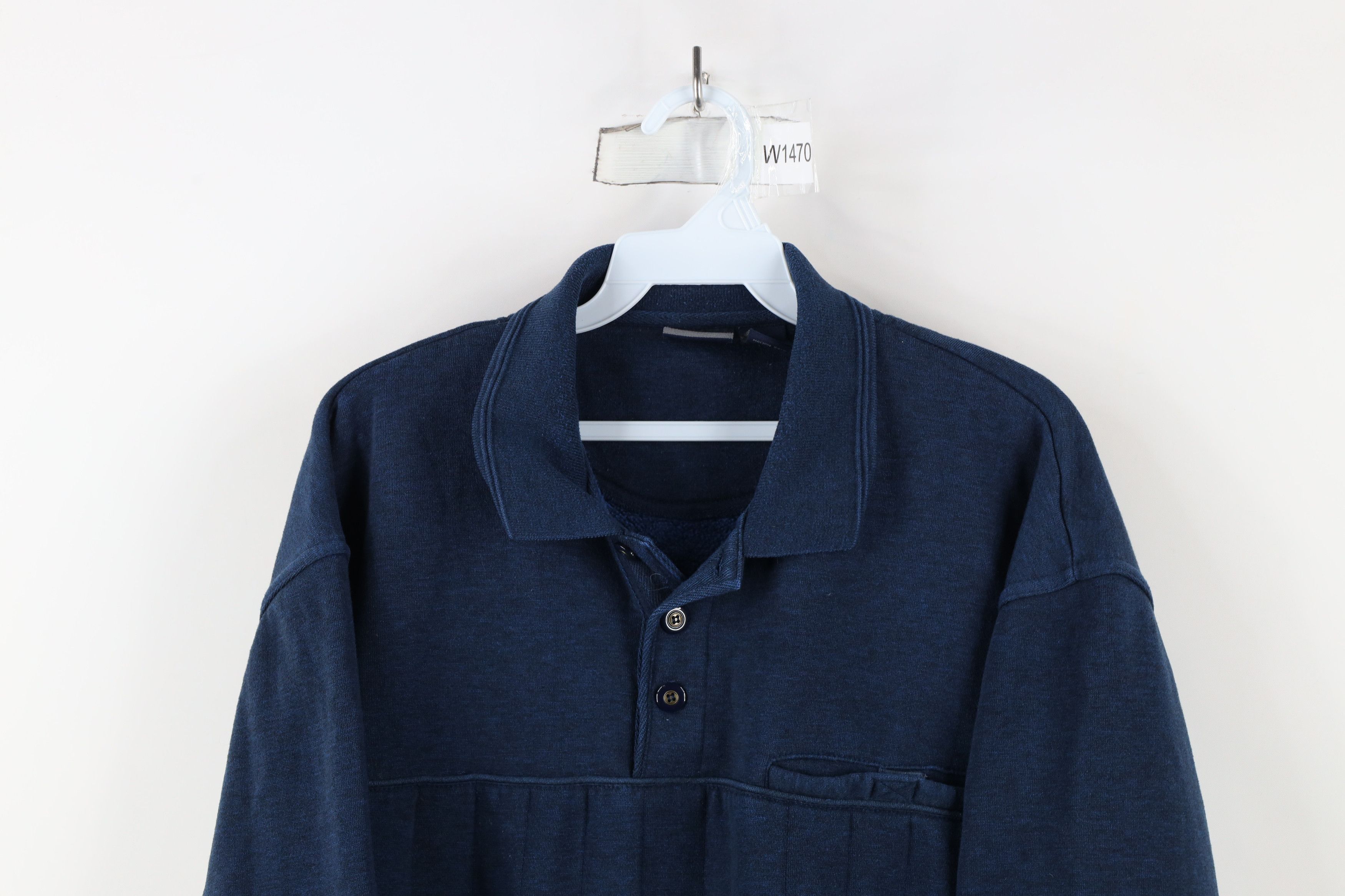 Vintage Vintage 90s Streetwear Collared Pullover Sweatshirt Blue Size US XL / EU 56 / 4 - 2 Thumbnail