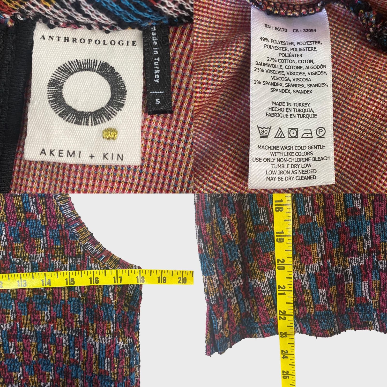 Anthropologie Anthropologie Akemi + Kin Petra Mockneck Sleeveless Top Women Small Multi Geometric Tank Chic Womens Size S / US 4 / IT 40 - 8 Thumbnail
