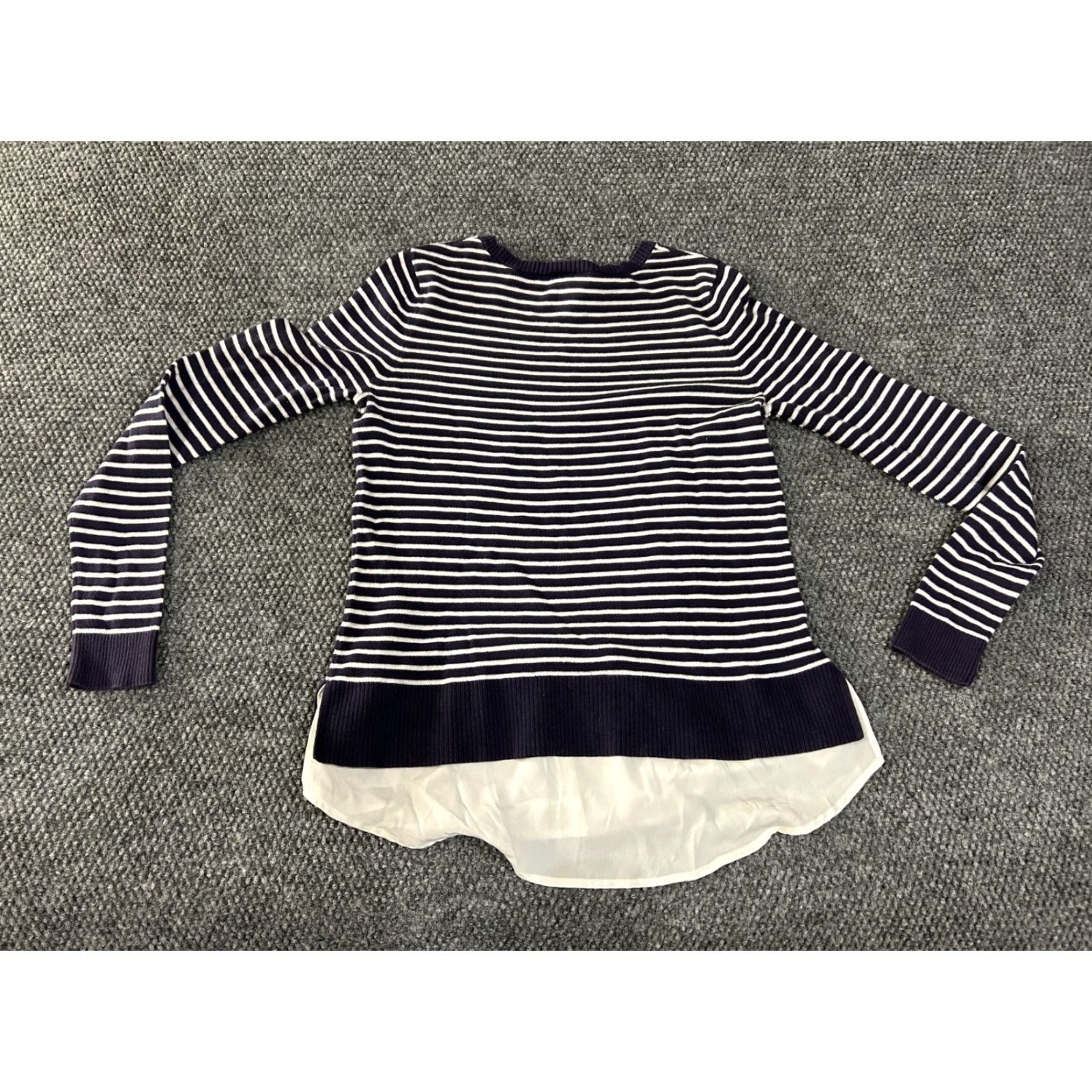 Loft LOFT Sweater Women Small Navy White Striped Knit Cable Crew Neck Long Sleeve Casual Preppy Office Pullover All Seasons 100% Cotton Regular Fit Boys? Size S / US 4 / IT 40 - 6 Thumbnail