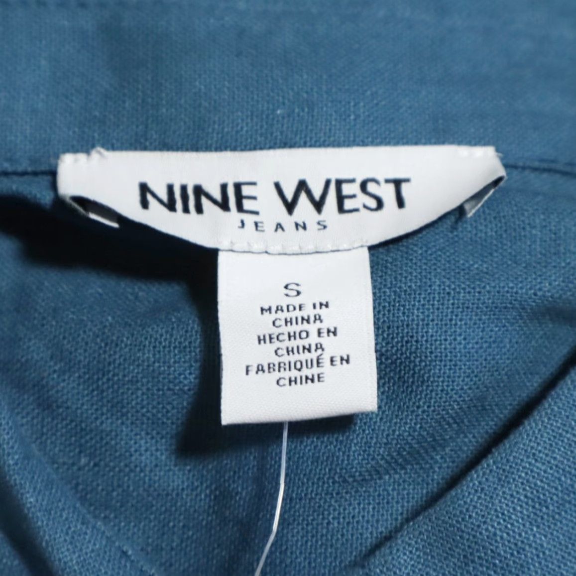 Nine West Nine West Shirt Teal Women's S Linen Cotton Oversized Button Up Size S / US 4 / IT 40 - 5 Thumbnail