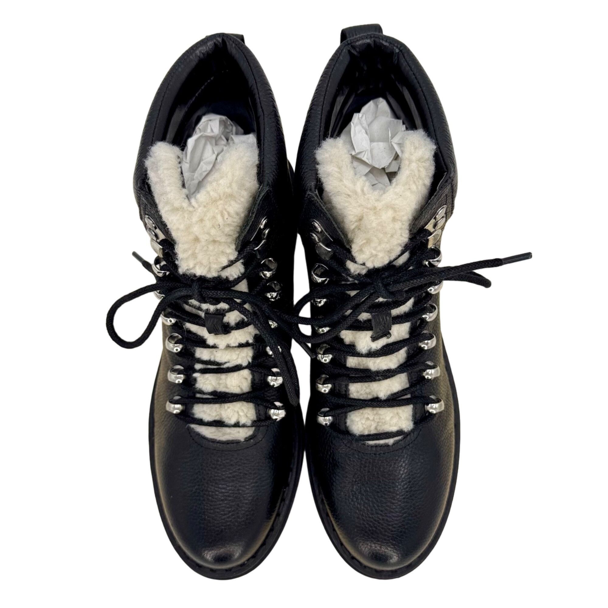 Marc Fisher Marc Fisher Black Leather LTD Nairy Sherpa Lined Lace Up Hik Size US 8 / IT 38 - 6 Thumbnail