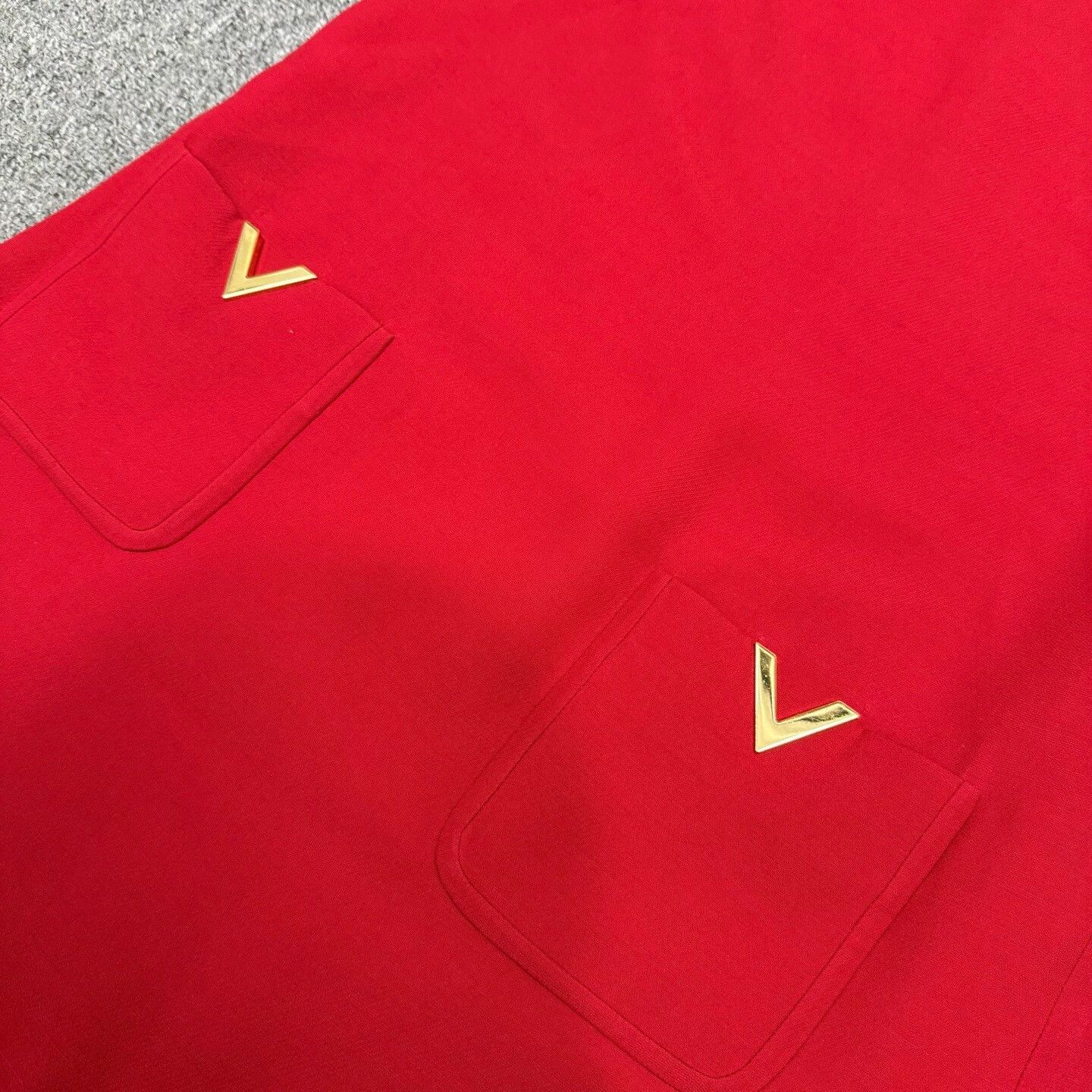 Valentino Valentino 25 SS VLOGO pocket red silk wool dress Size M / US 6-8 / IT 42-44 - 3 Thumbnail