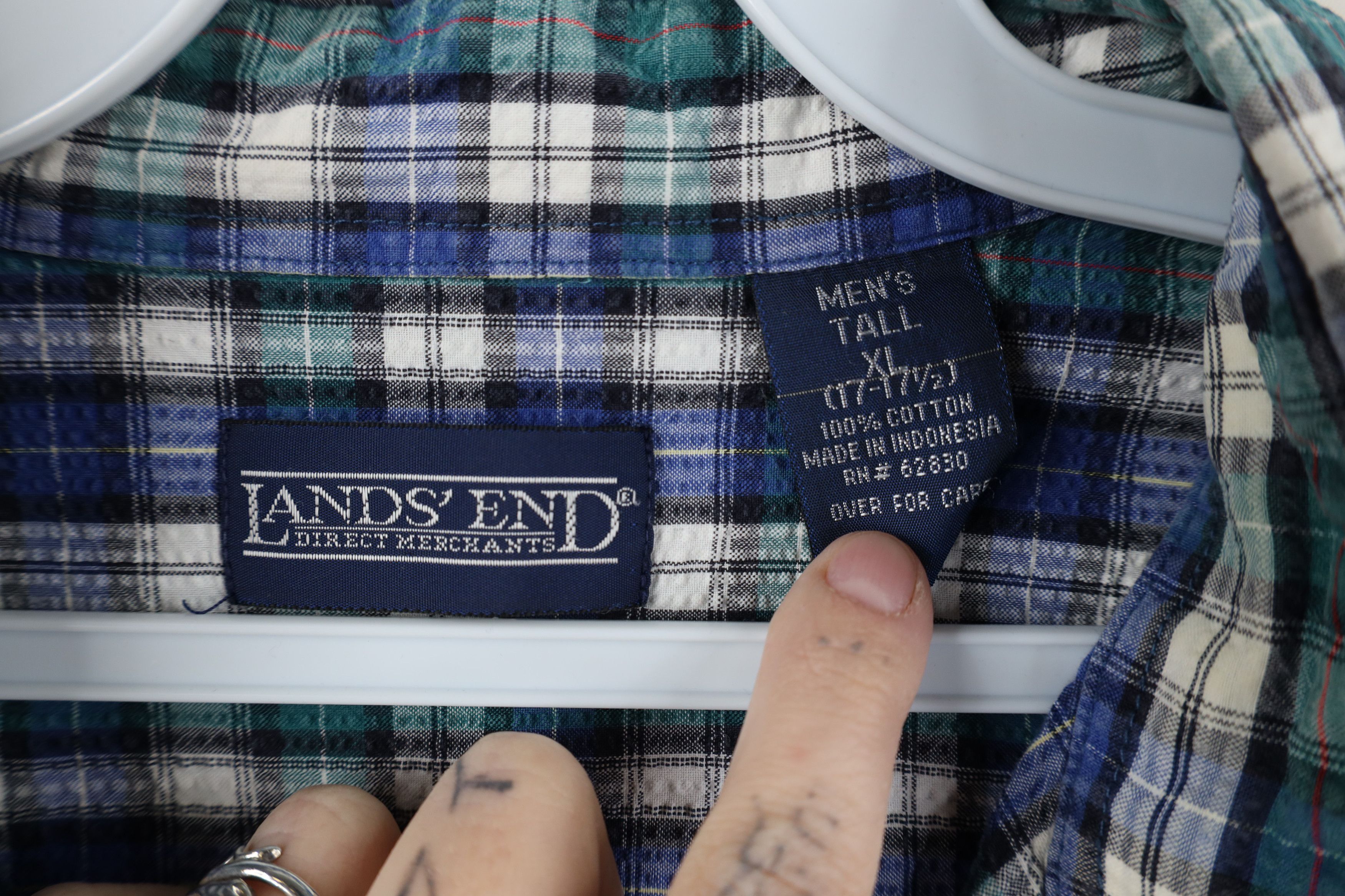 Lands' End Vintage 90s Lands End Sucker Short Sleeve Button Down Shirt Size US XL / EU 56 / 4 - 8 Thumbnail
