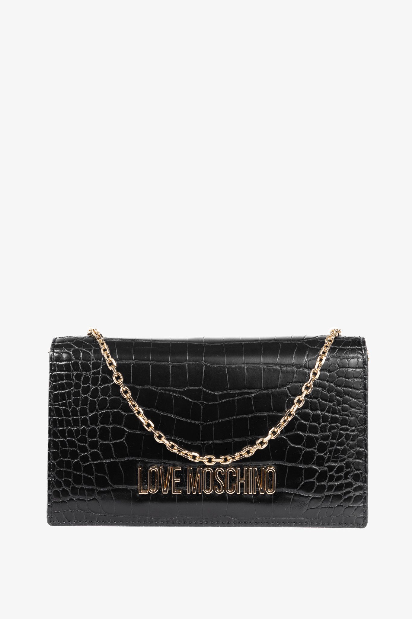 Love Moschino Love Moschino Croc-Embossed Faux-Leather Flap Crossbody Size ONE SIZE - 1 Thumbnail