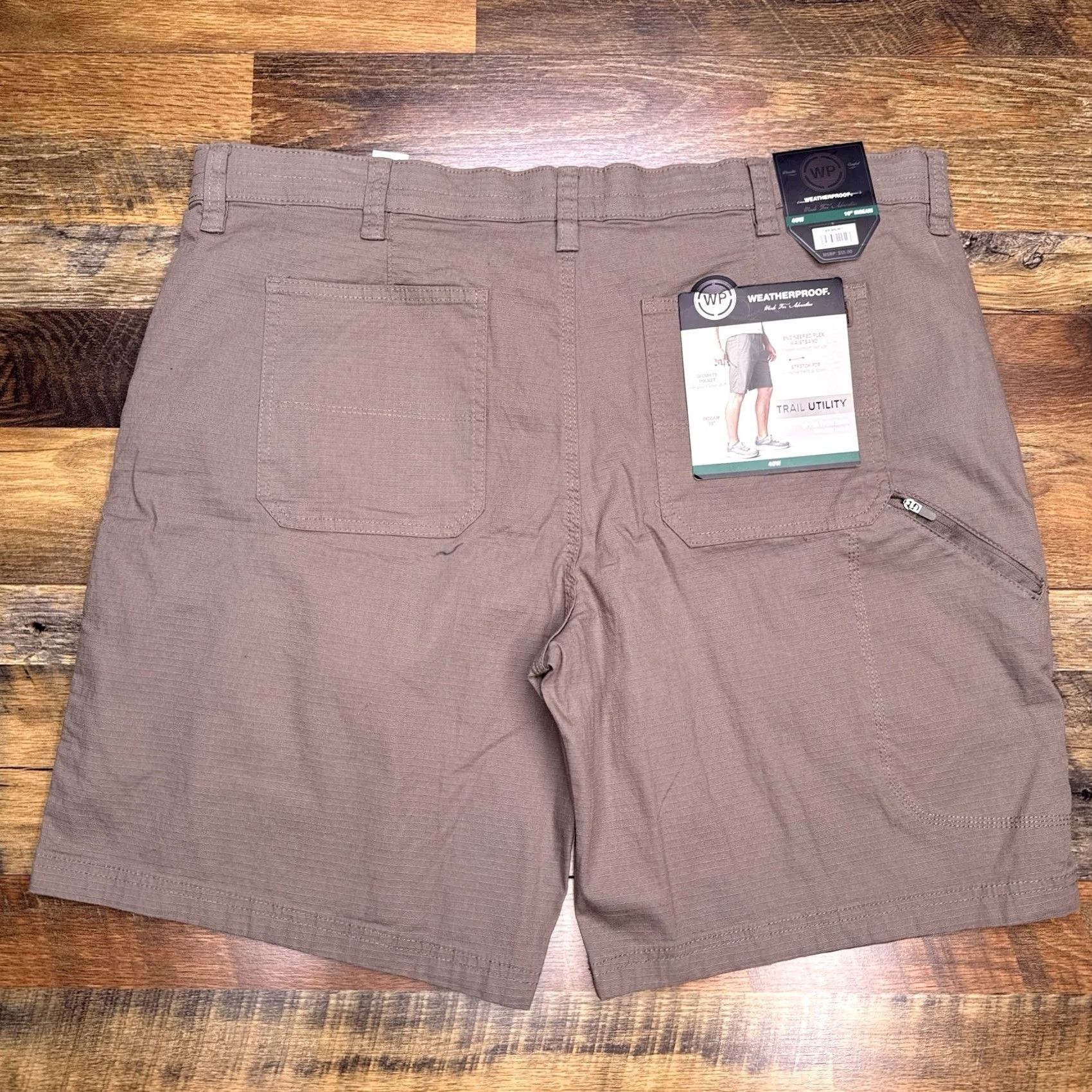 Weatherproof Weatherproof Mens 40W Short Chino Cotton Spandex Walnut Zip Pocket Outdoor Relaxed Size US 40 / EU 56 - 3 Thumbnail