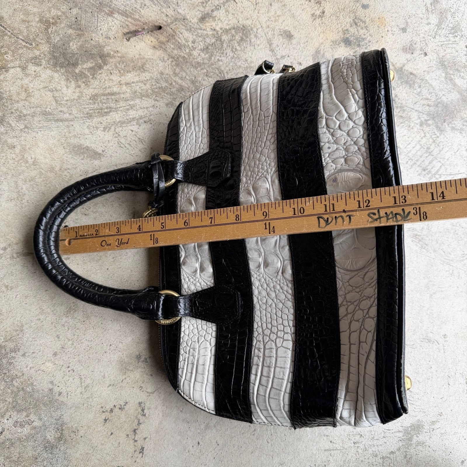 BRAHMIN Rare Brahmin stripes Croc Embossed Leather Satchel Bag purse Size ONE SIZE - 7 Thumbnail