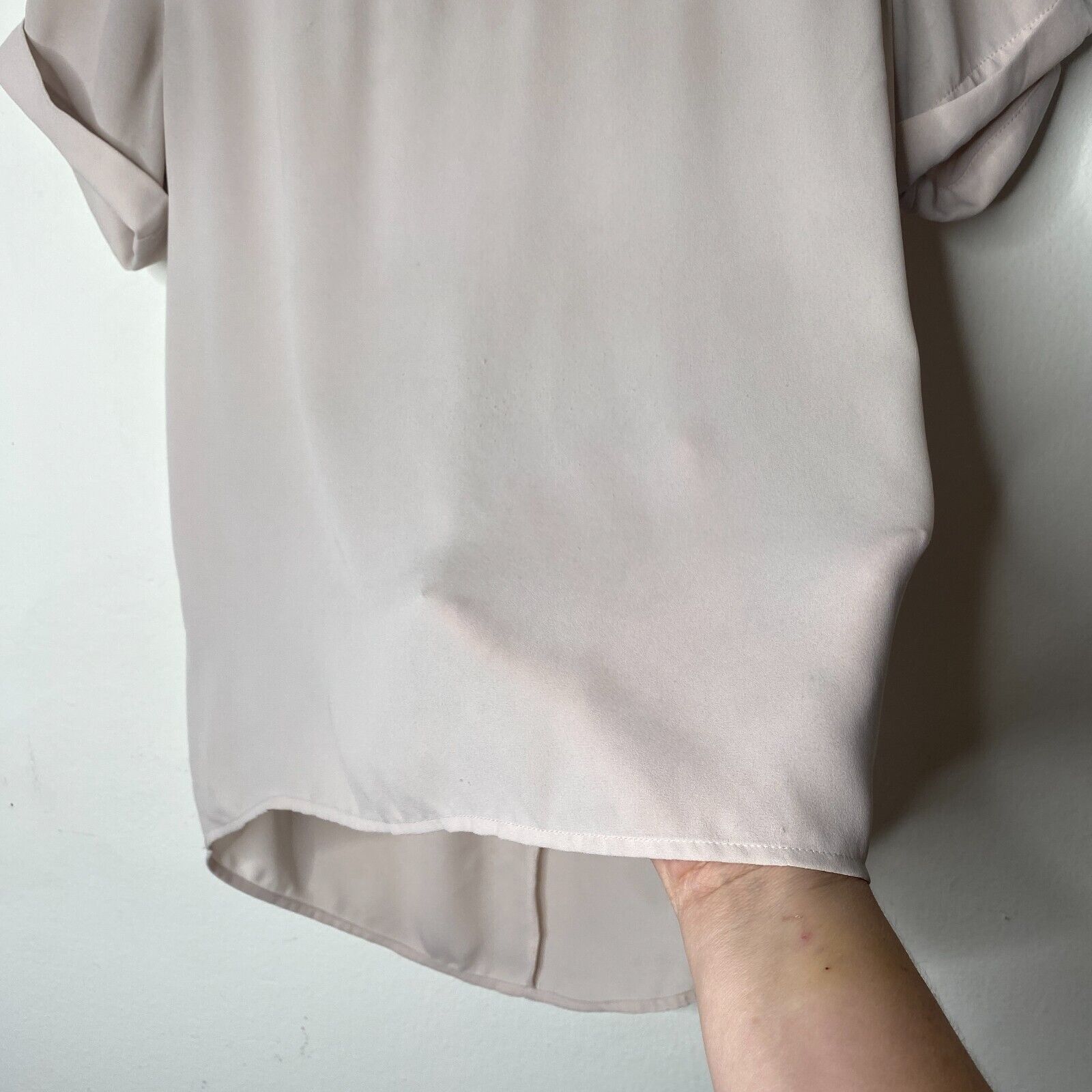 Loft Loft Pinky Gray Collar Top Gathered Back Short Sleeves XSP Size XS / US 0-2 / IT 36-38 - 4 Thumbnail