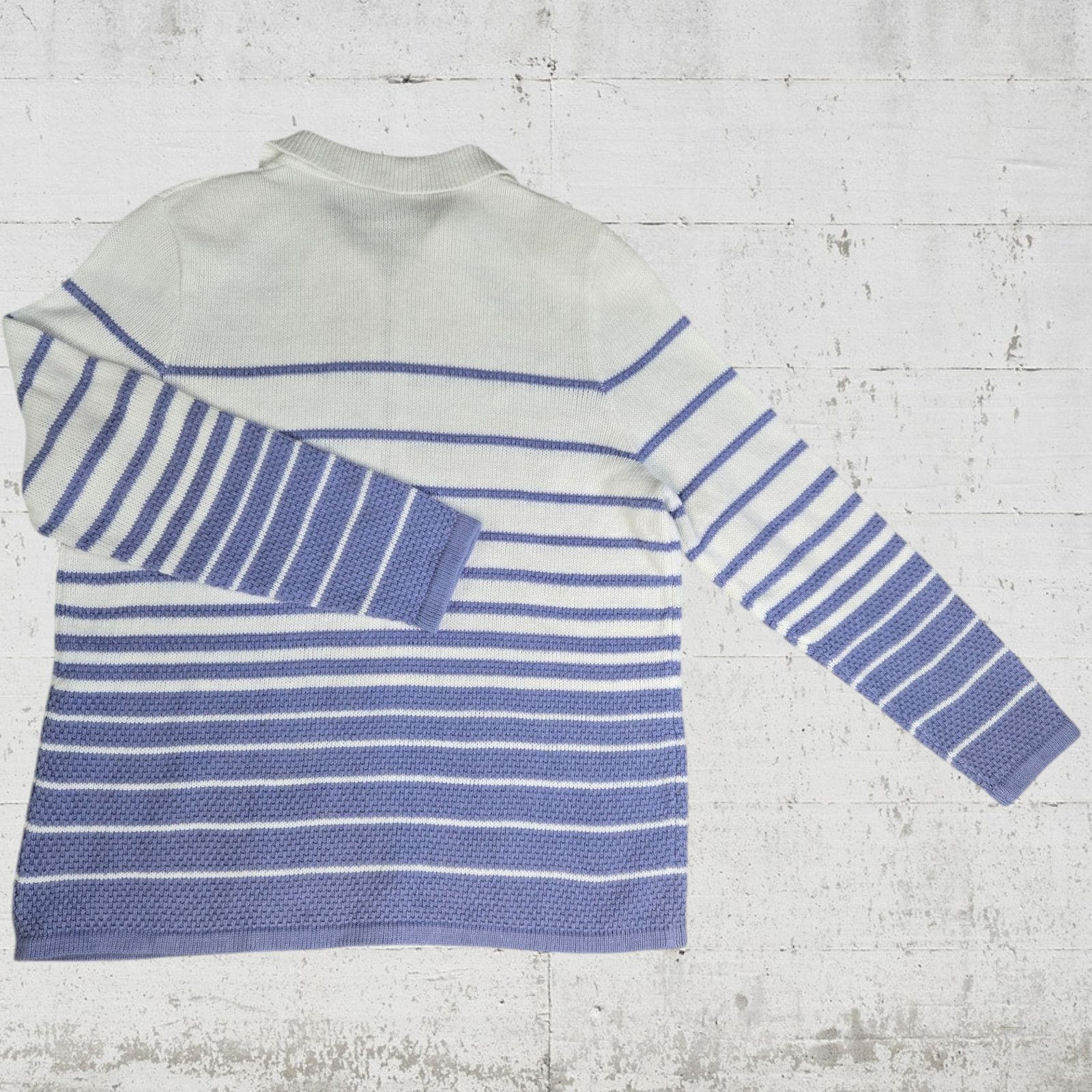 Vintage Y2K Periwinkle White Striped Zip Up Sweater Size 14W Size XL / US 12-14 / IT 48-50 - 8 Thumbnail
