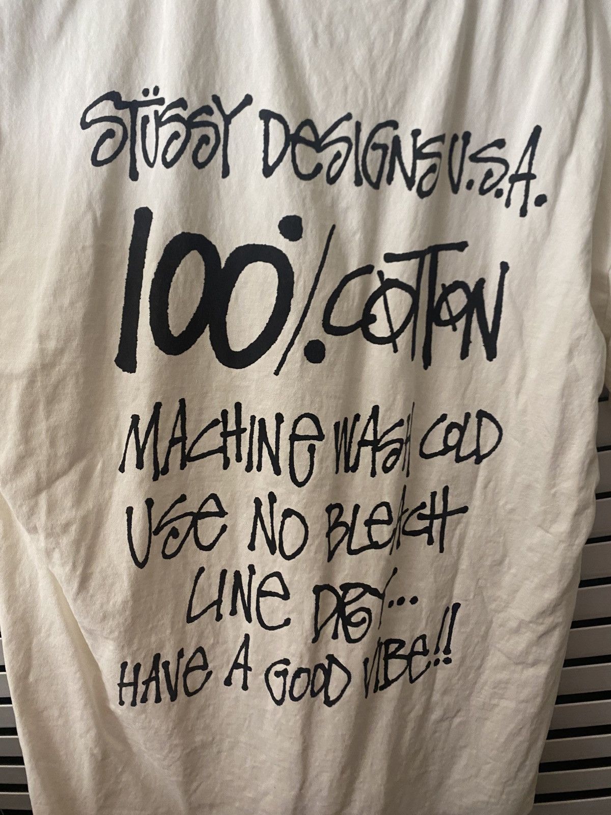 Stussy Stussy Cream Care Instructions Tee Size US XL / EU 56 / 4 - 3 Thumbnail