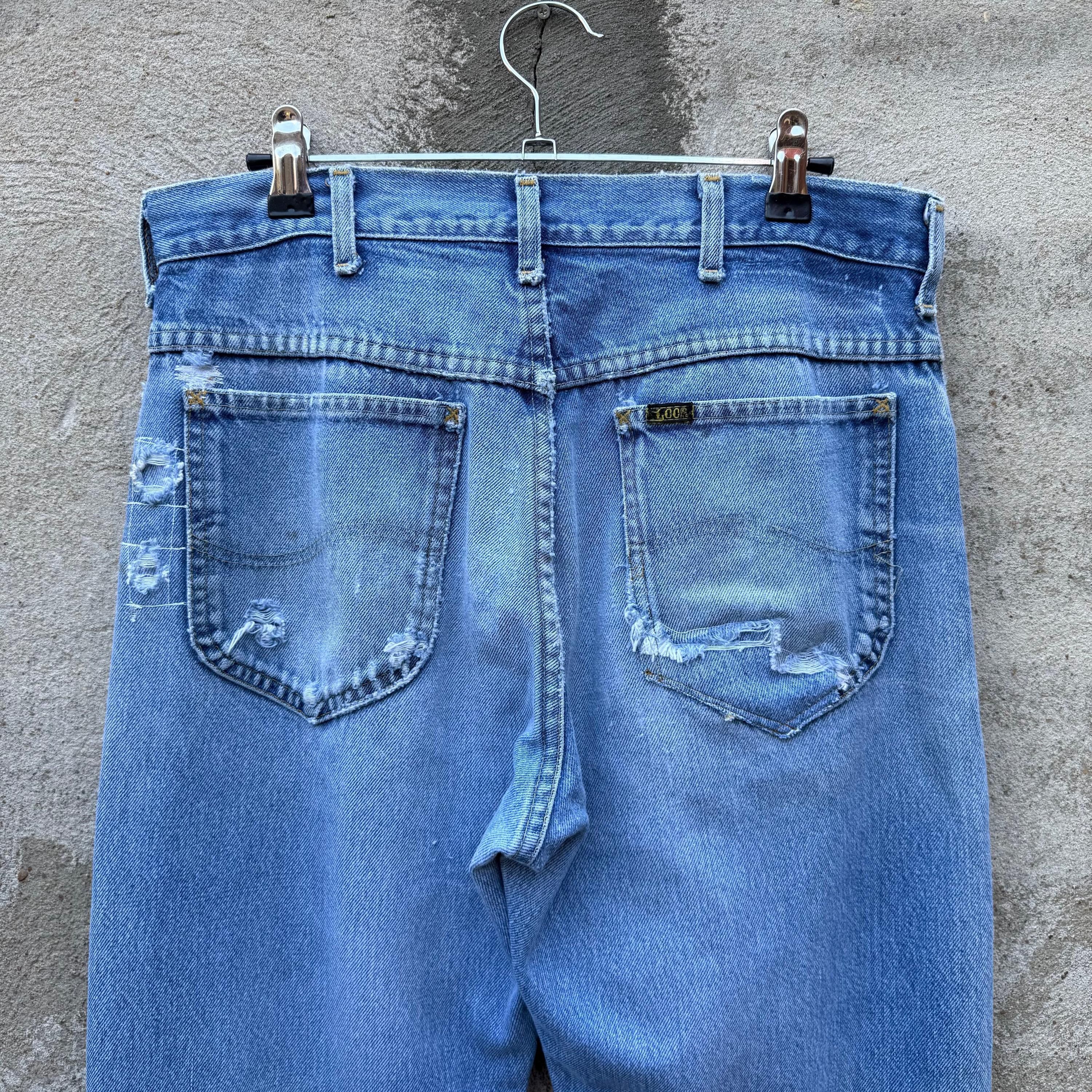 Lee 80's Lee Riders Thrashed & Repaired Denim Jeans Size US 30 / EU 46 - 7 Thumbnail