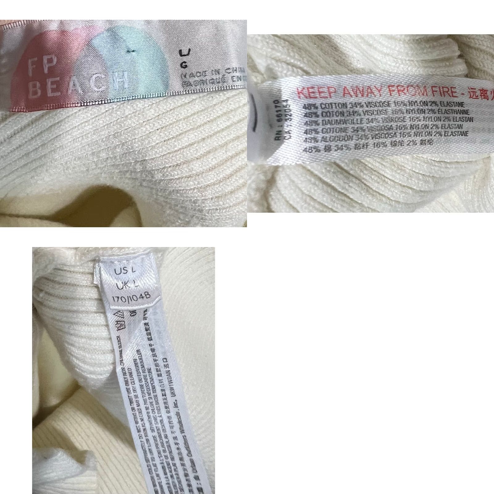 Free People VINTAGE FP BEACH Sweater Dress Daniela Low Back Ivory Cream Ribbed L Sleeveless Midi Womens Size L / US 10 / IT 46 - 9 Thumbnail