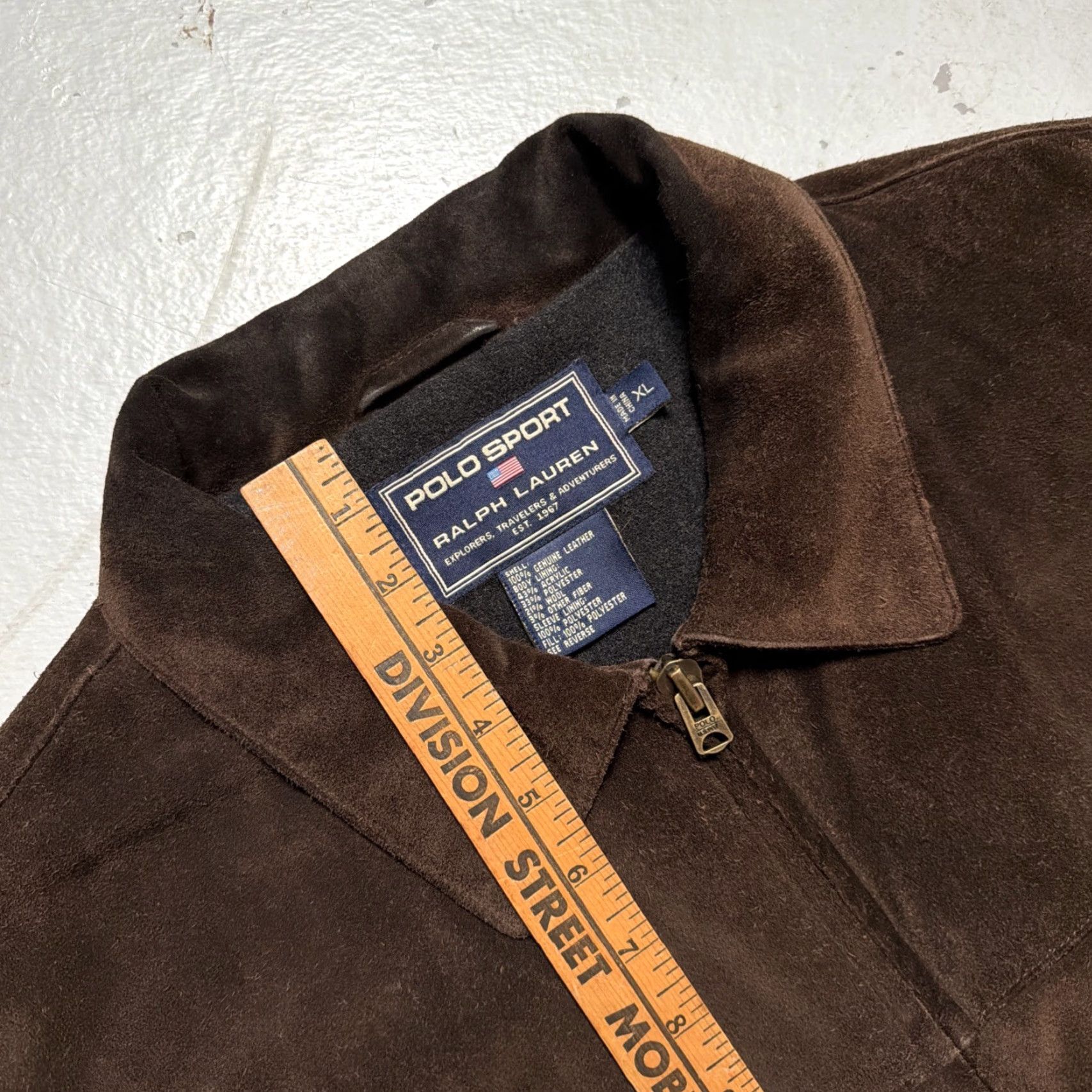 Vintage VINTAGE Polo Sport Ralph Lauren Suede Leather Bomber Jacket XL Men Brown Leather Lined 90s Workwear Patina Distressed Designer Casual Shirt? Size US XL / EU 56 / 4 - 3 Thumbnail