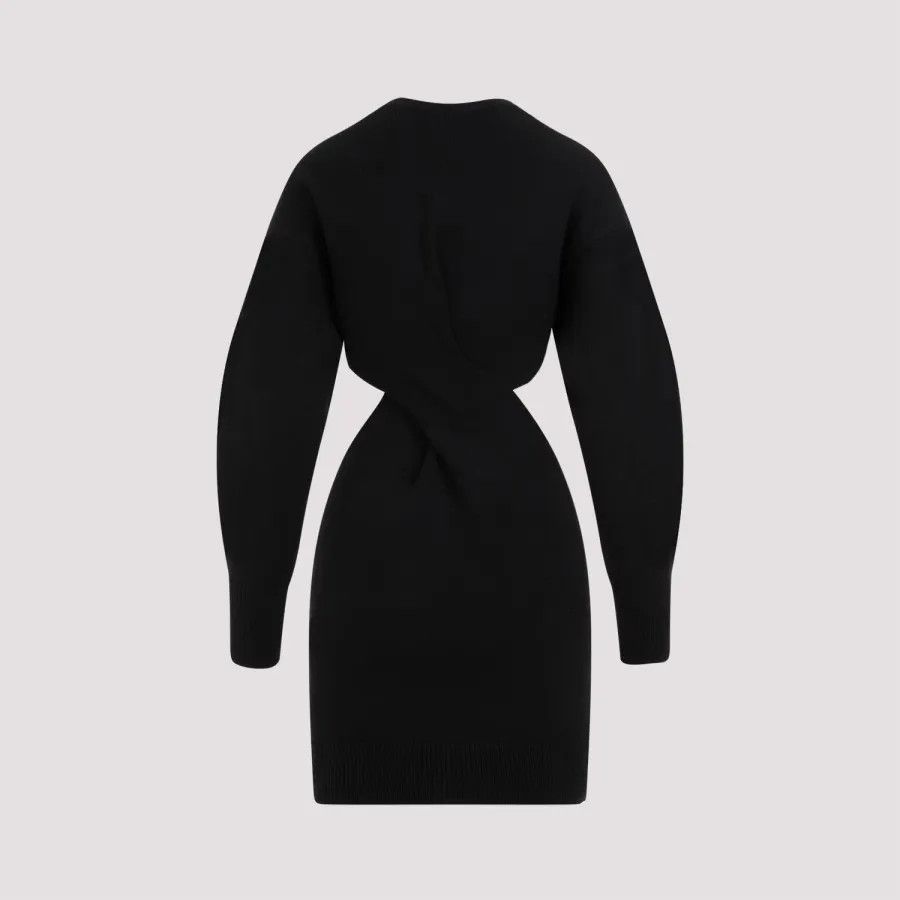 Alexander McQueen o1y0225 Sheath Midi Dress in Black Size S / US 4 / IT 40 - 2 Thumbnail