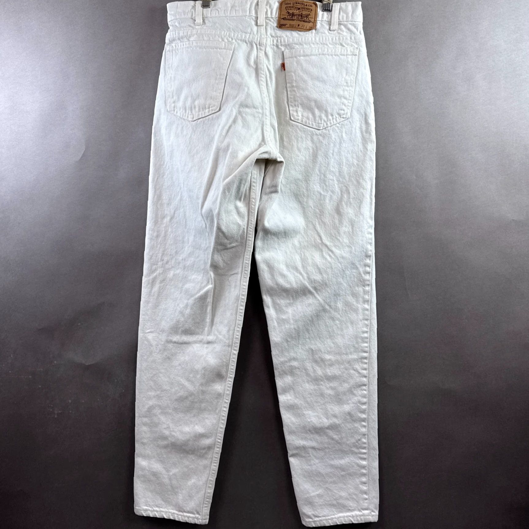 Levi's VINTAGE Levi's 550 Jeans Mens 32x35 White 90s Orange Tab Made USA Pant 550 (Tag33x34) Shirt Size US 33 - 4 Thumbnail