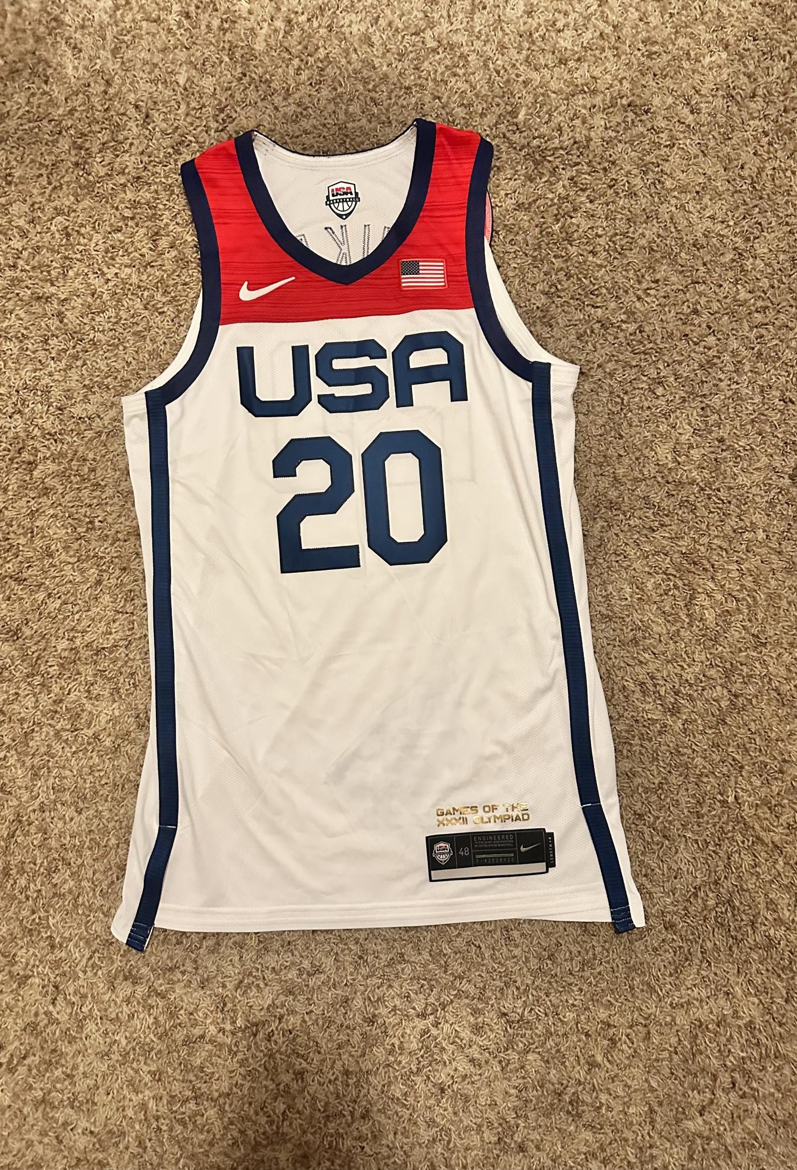 image of Nike 2020 Tokyo Olympic Game Issued Jersey Usa in White, Men's (Size XL)