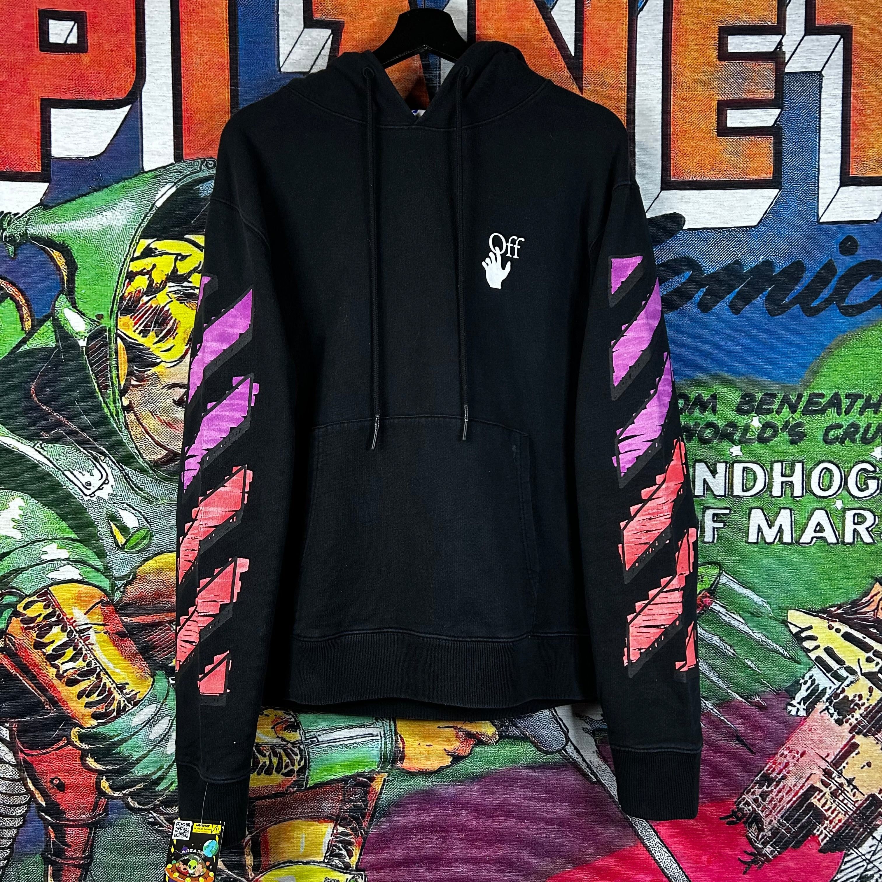 Off-White Off-White Marker Slim Hoodie Black Fuchsia Size L
