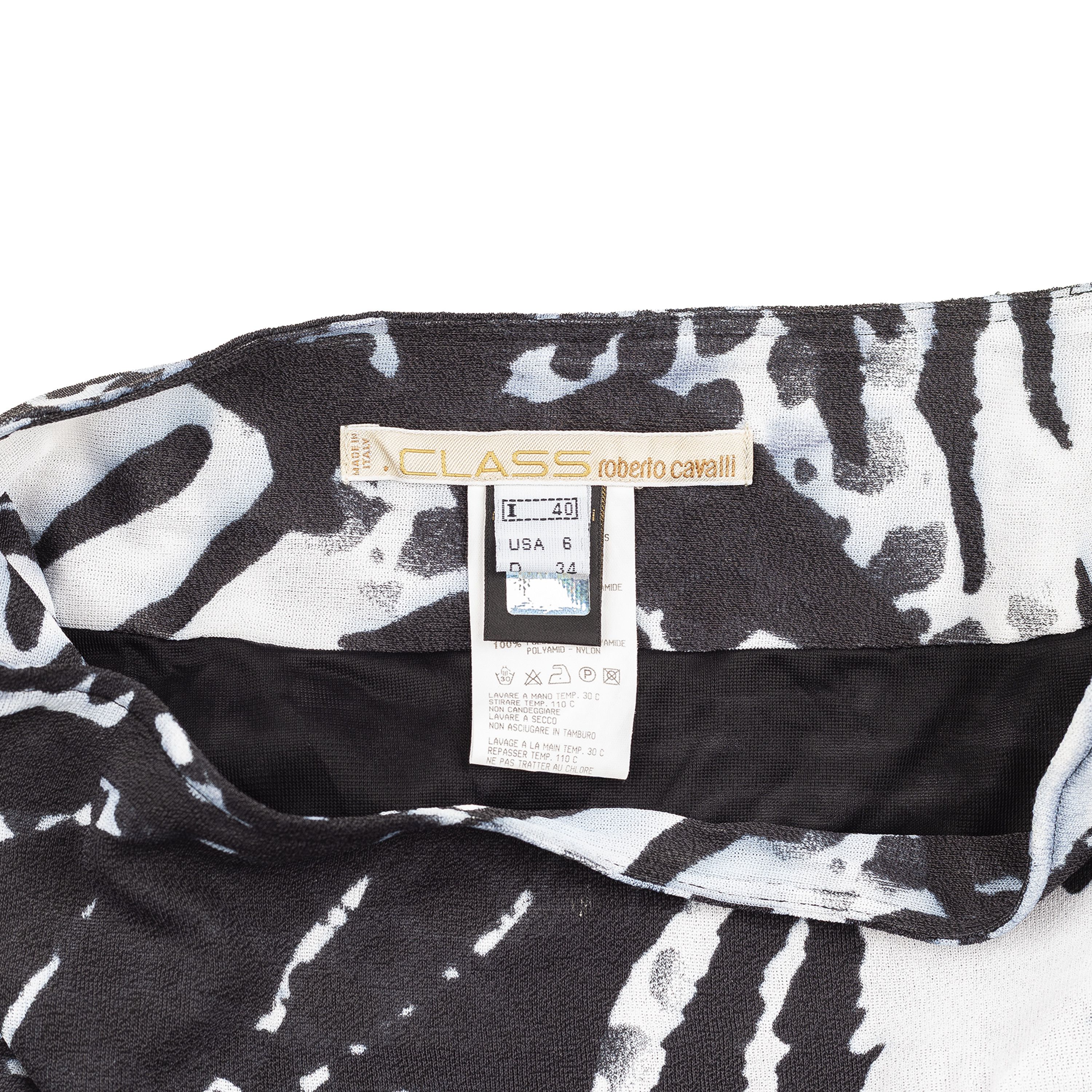 Cavalli Class Roberto Cavalli CLASS Tiger Print Black/Blue Midi Skirt Size 26" / US 2 / IT 38 - 3 Thumbnail