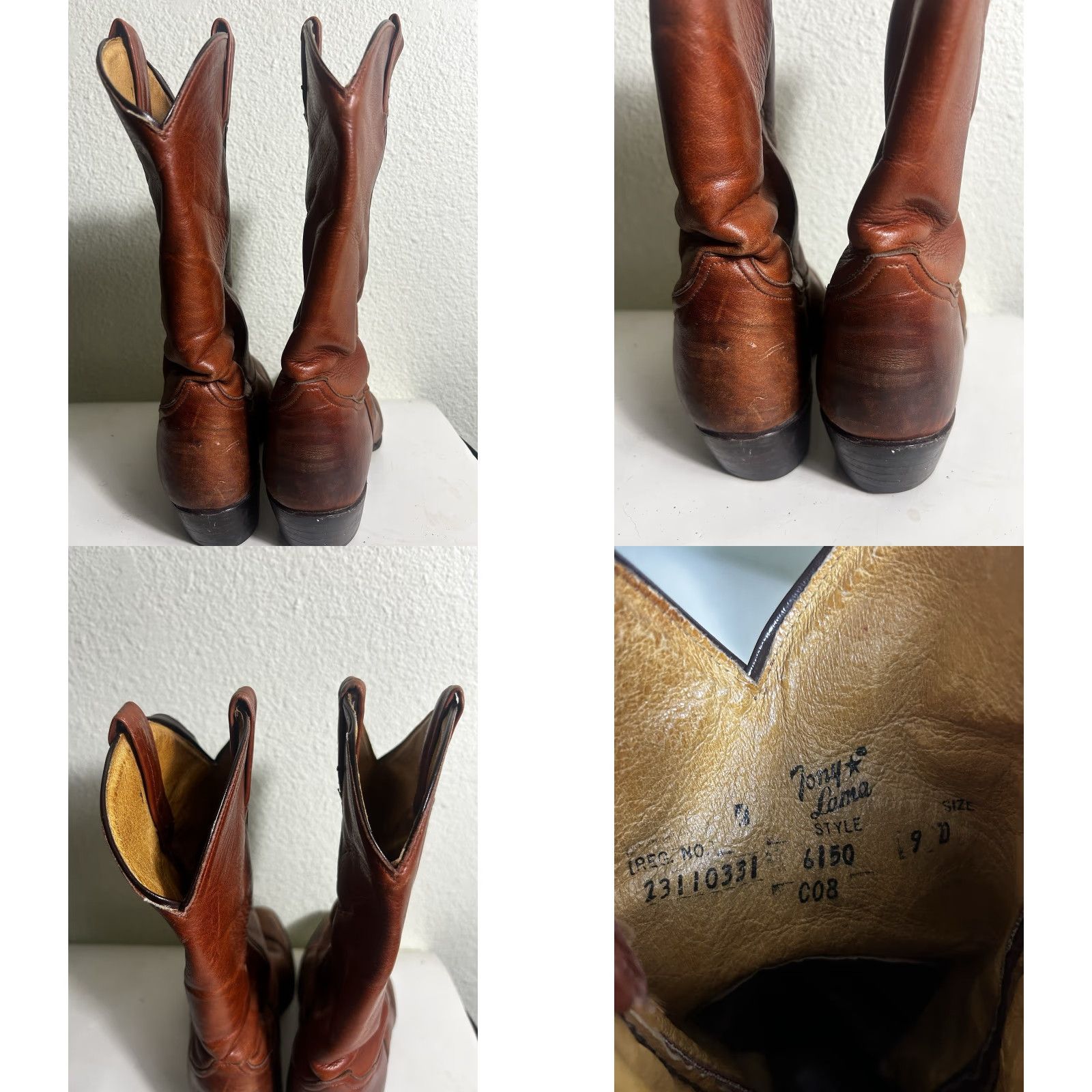 Tony Lama VINTAGE Tony Lama Men’s Boots Western 9 D Leather Cowboy USA Brown Leather 6150 Mens Size US 9 / EU 42 - 10 Thumbnail