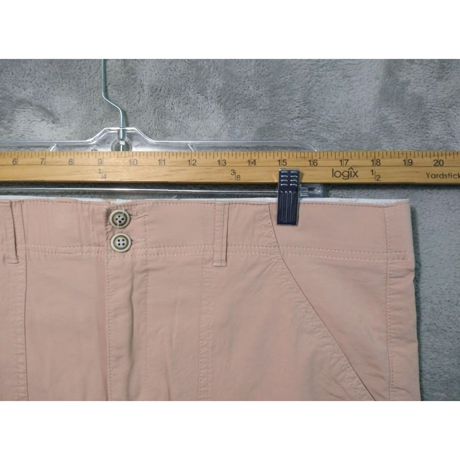 Vintage Democracy Pants Womens 16 Beige Cargo Utility High Rise Straight 26 in Inseam Twill Cotton Rayon Spandex City Casual Travel Mens Womens Girls Boys Size 38" / US 16 / IT 52 - 3 Thumbnail