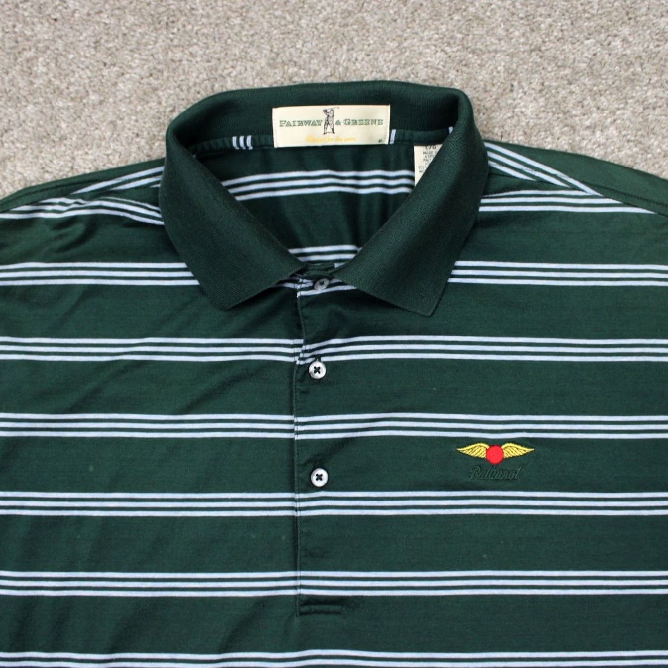 Vintage Fairway & Greene Polo Shirt Mens Large Green 100% Cotton Baltusrol Logo S/S Size US L / EU 52-54 / 3 - 5 Thumbnail
