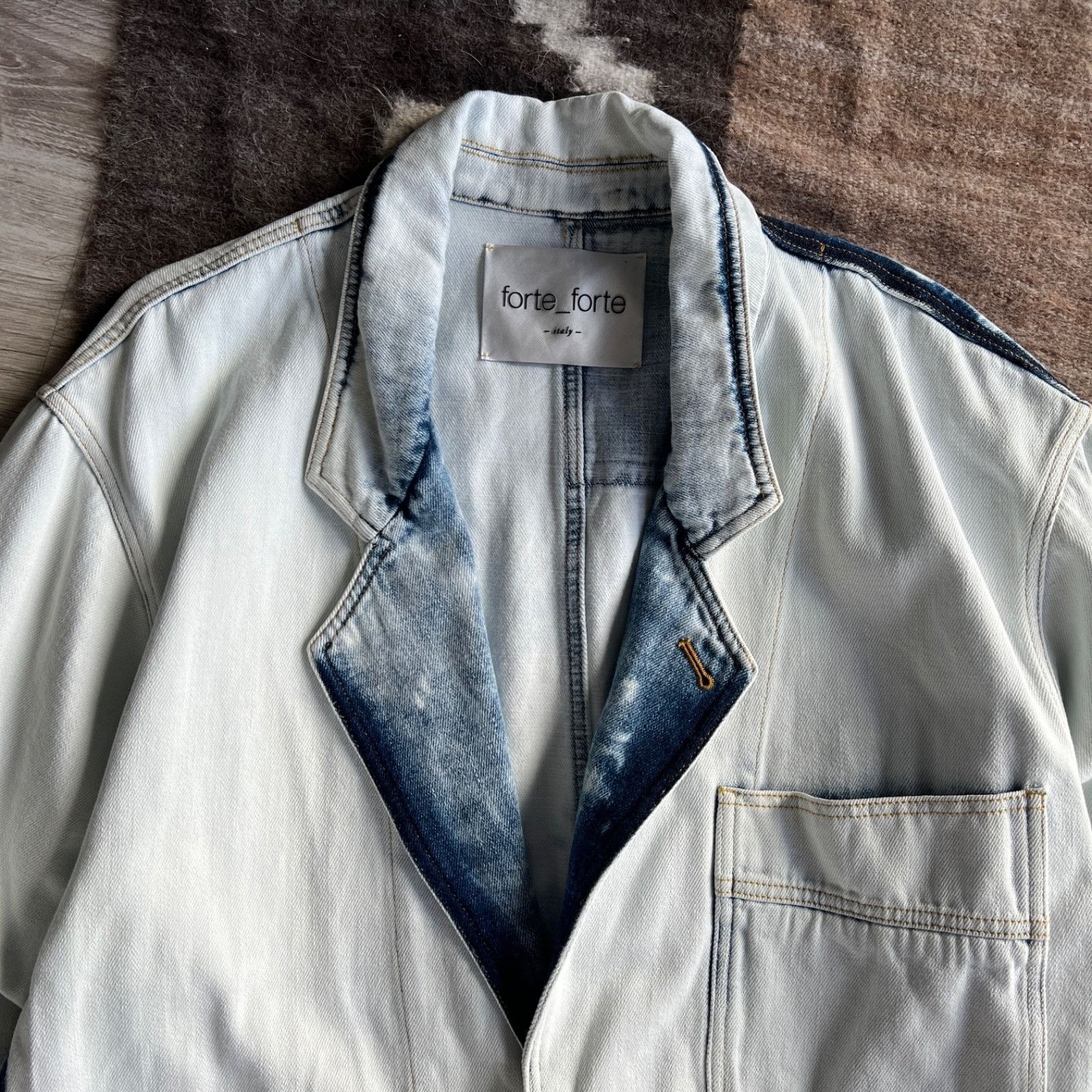 forte_forte Forte Forte Denim Set Jacket Wide Leg Pants Indigo Patch Wom Size L / US 10 / IT 46 - 3 Thumbnail