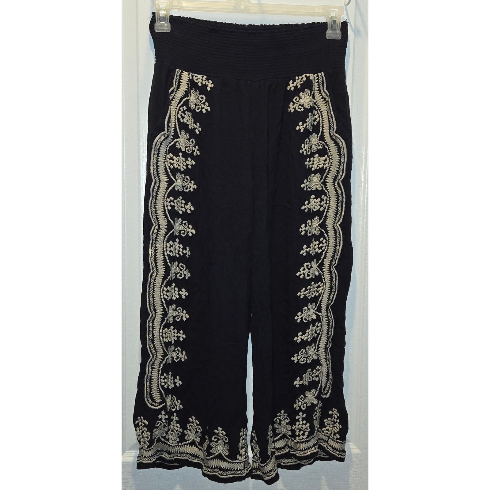 Other Sundance Womens Embroidered Pants S Navy Pull On Gauzy Size 27" / US 4 / IT 40 - 1 Thumbnail