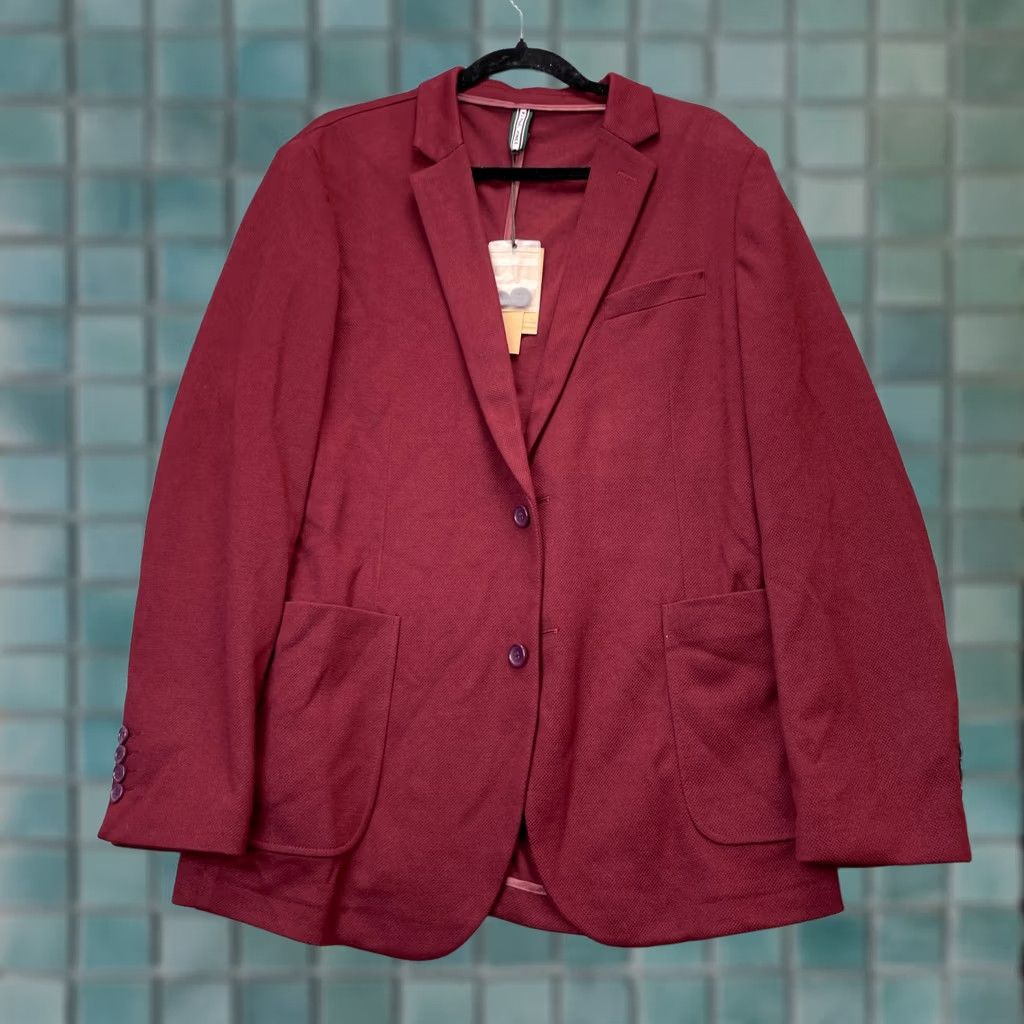 Vintage VINTAGE Paul Jones PJ Jacket Mens XL Red Blazer Coat Single-Breasted Two-Button 4-Button Notch Lapel Business Casual Formal DressClassic Style: Tuxedo Size 46R - 1 Thumbnail