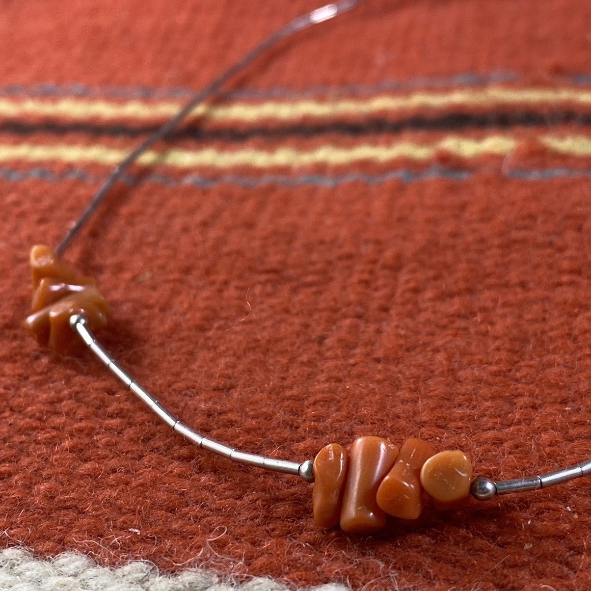 Kapital × Vintage Vtg 60s 70s Navajo Sterling Silver Coral Liquid Silver Chain Size ONE SIZE - 3 Thumbnail