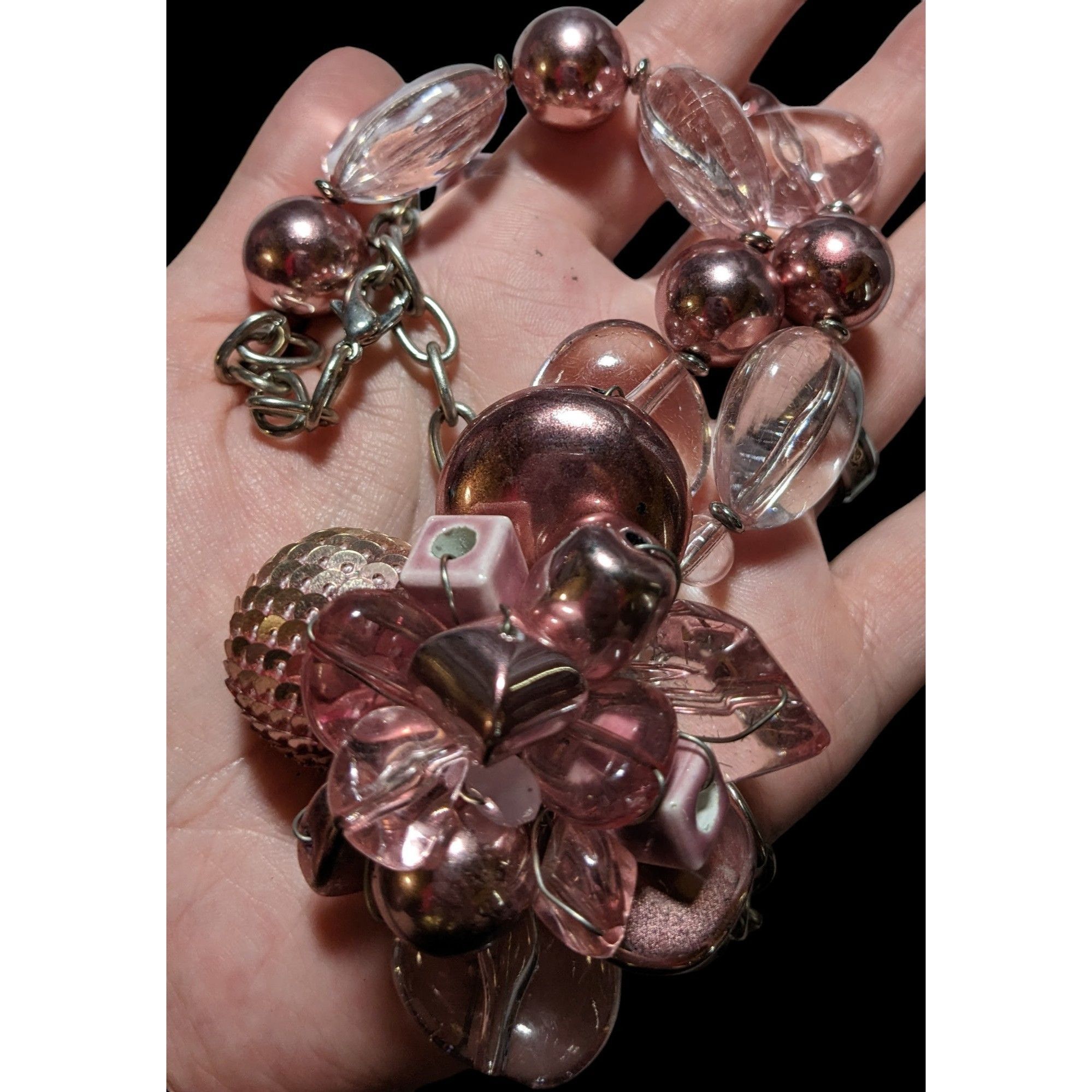 Other Pink Metallic Floral Statement Necklace Size ONE SIZE - 10 Thumbnail
