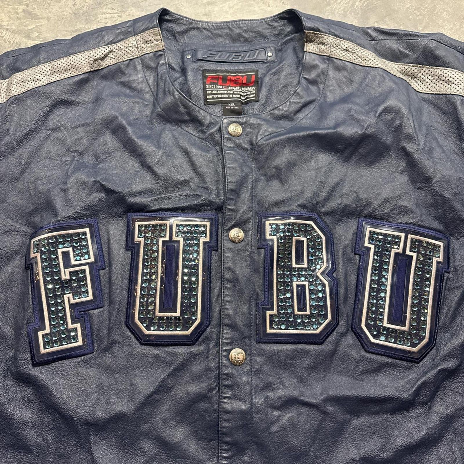 Fubu × Vintage Vintage RARE Fubu Rhinestone HipHop Rap Leather Jersey Size US XXL / EU 58 / 5 - 2 Thumbnail