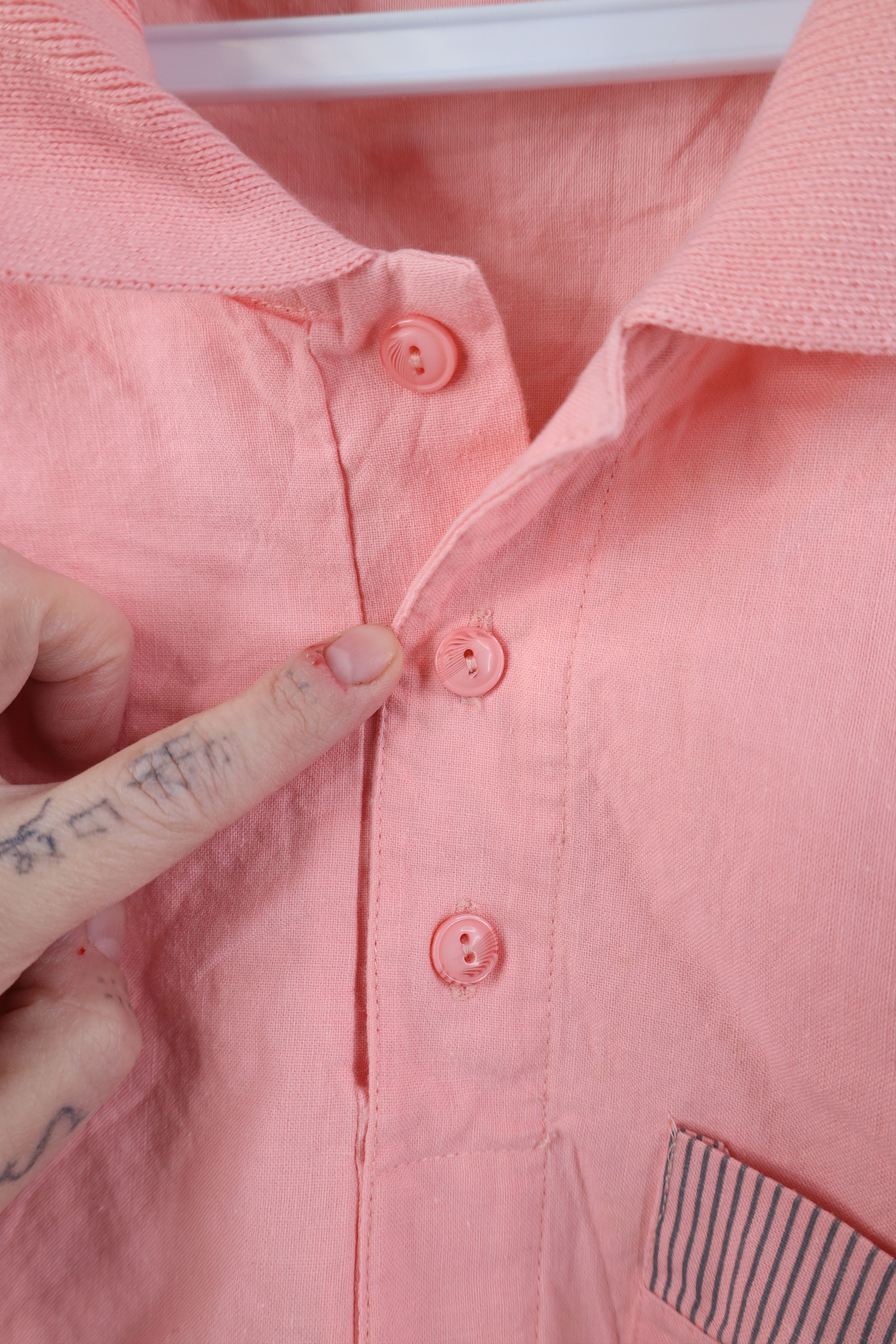 Vintage Vintage 80s 90s Streetwear Ribbed Pullover Polo Shirt Pink Size US S / EU 44-46 / 1 - 10 Thumbnail