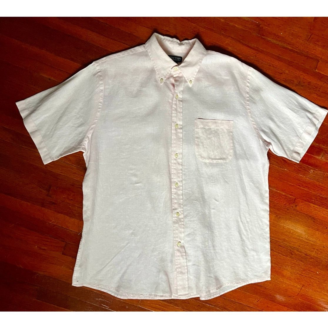 Lands' End Vintage 90s Pink Land’s End Polo Linen Oxford Shirt 16 Large Size US L / EU 52-54 / 3 - 1 Thumbnail