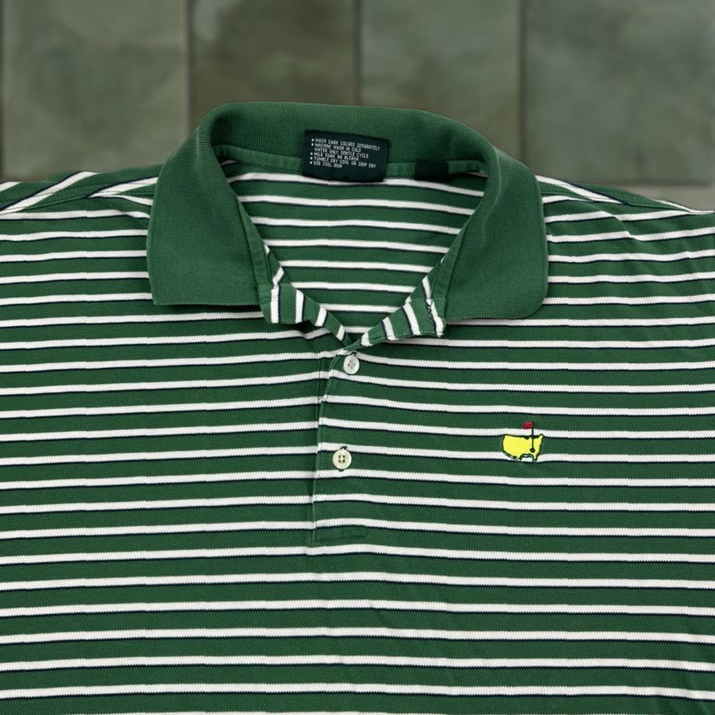 Vintage VINTAGE Masters Polo Shirt Adult Large Green Striped Golf Sports 90s Classic Polo Mens Size US L / EU 52-54 / 3 - 1 Thumbnail