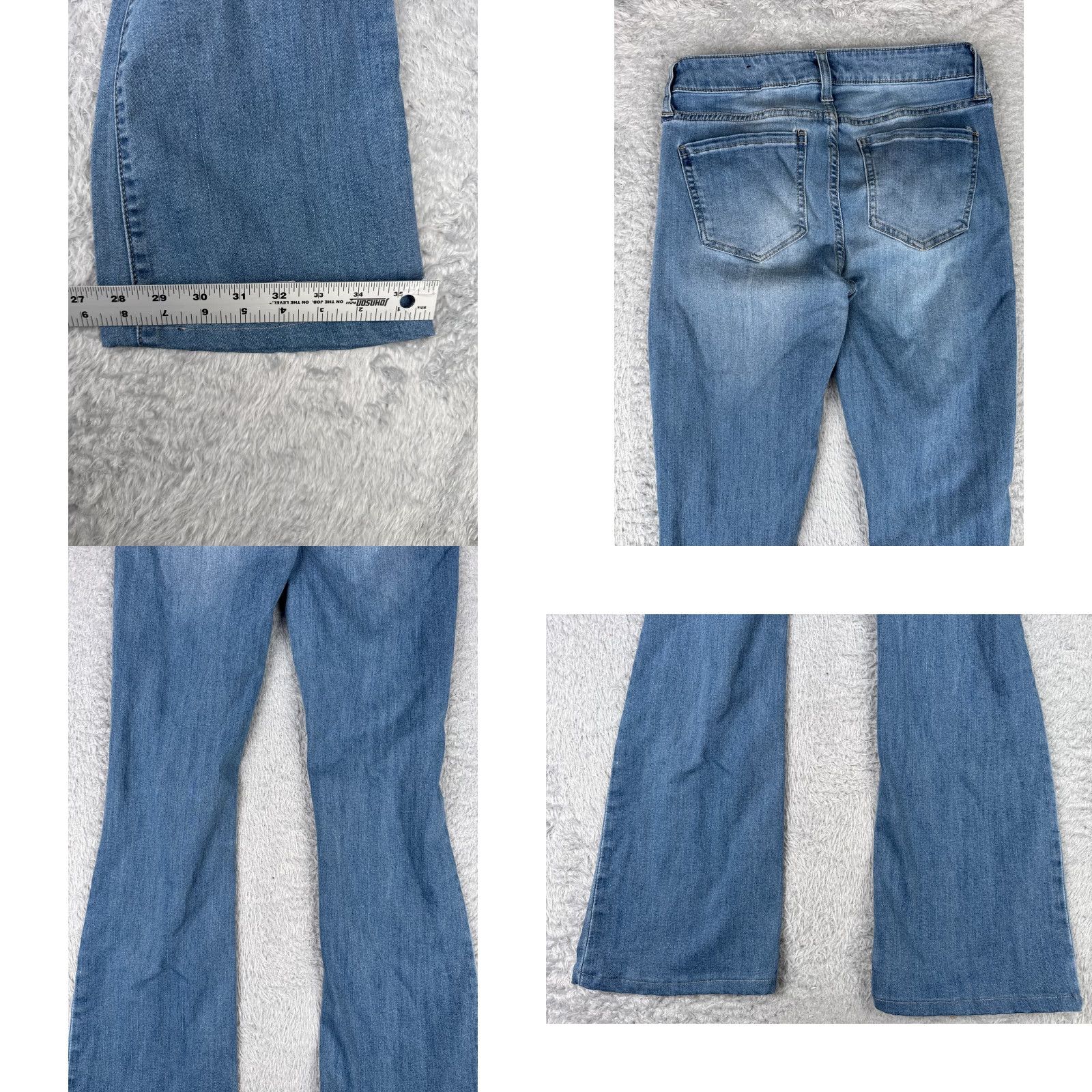 Fashion Nova Fashion Nova Jeans Womens 5 28x31 Blue Denim Flared Distressed Cotton Size 28" / US 6 / IT 42 - 10 Thumbnail