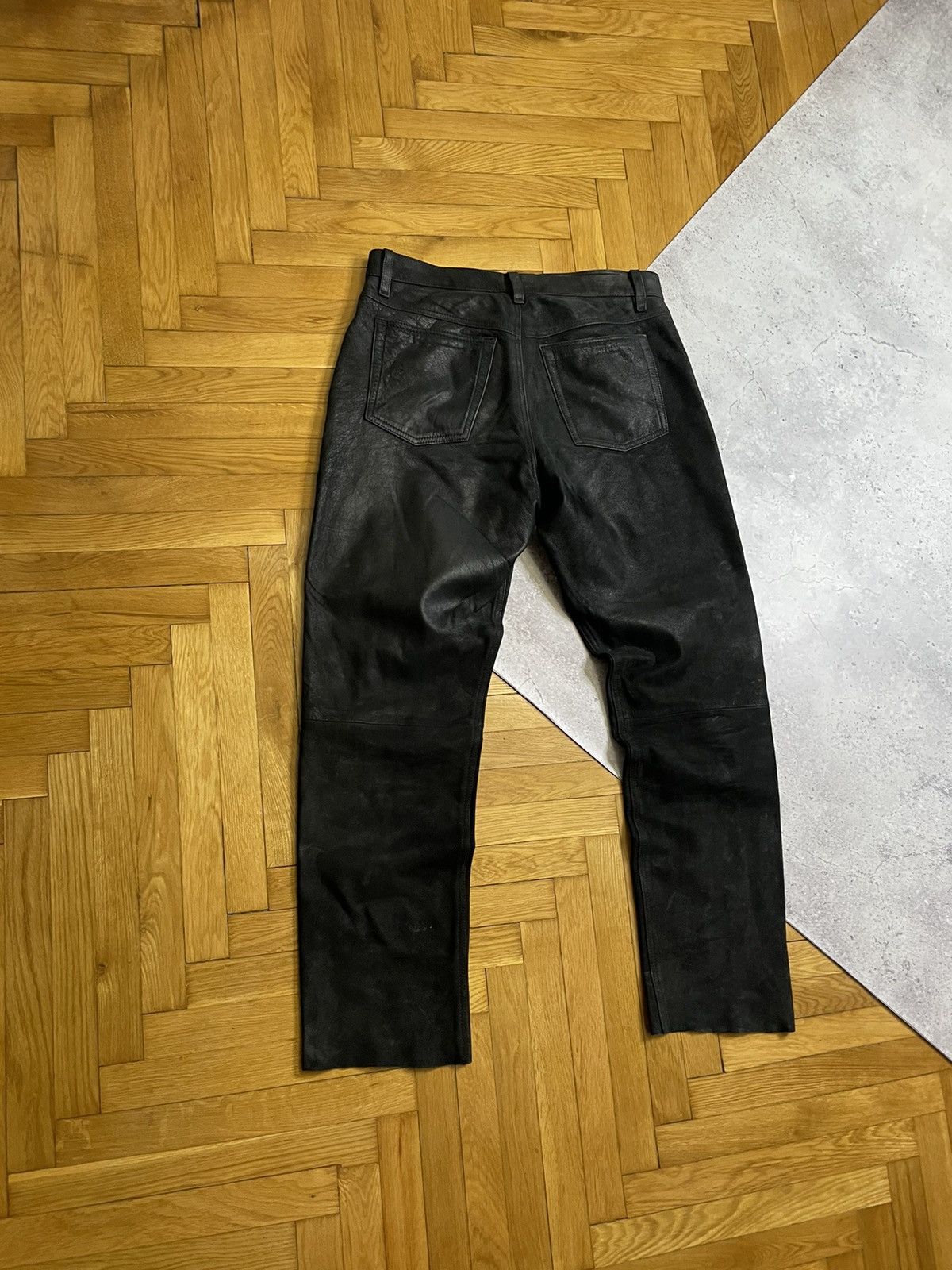 Japanese Brand Vintage Y2K Leather Black Pants Travis Scott Style Size US 33 - 2 Thumbnail