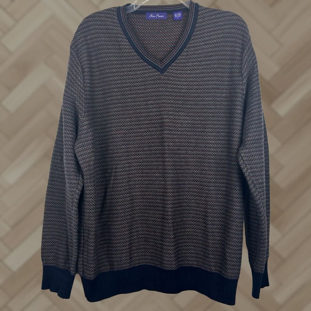 Vintage Alan Flusser Sweater Mens L Pullover V Neck Cotton Golf Preppy Academia Size US L / EU 52-54 / 3 - 1 Thumbnail