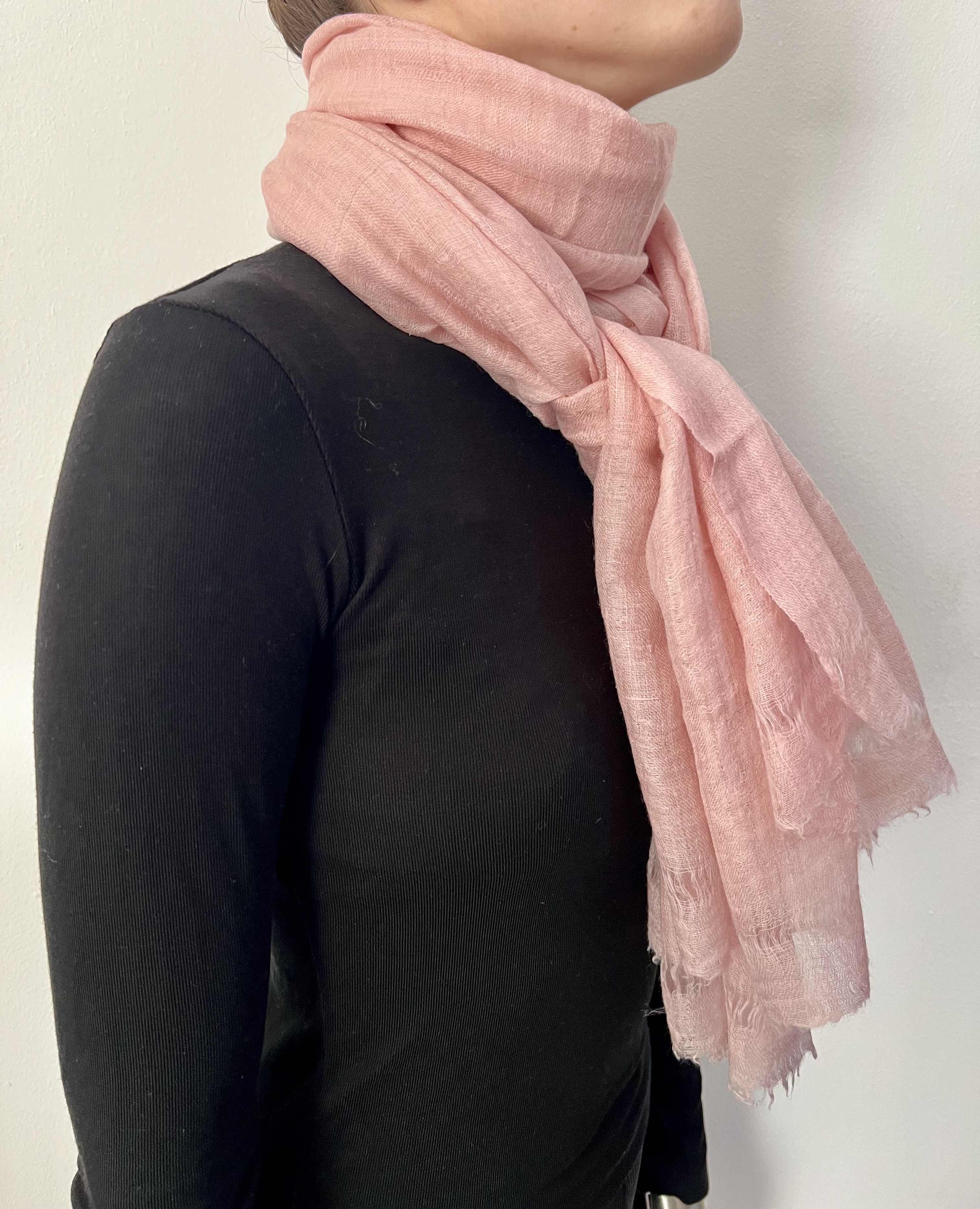 Designer Rajesh Pratap Singh Pale Pink Light Cashmere Scarf Size ONE SIZE - 2 Thumbnail