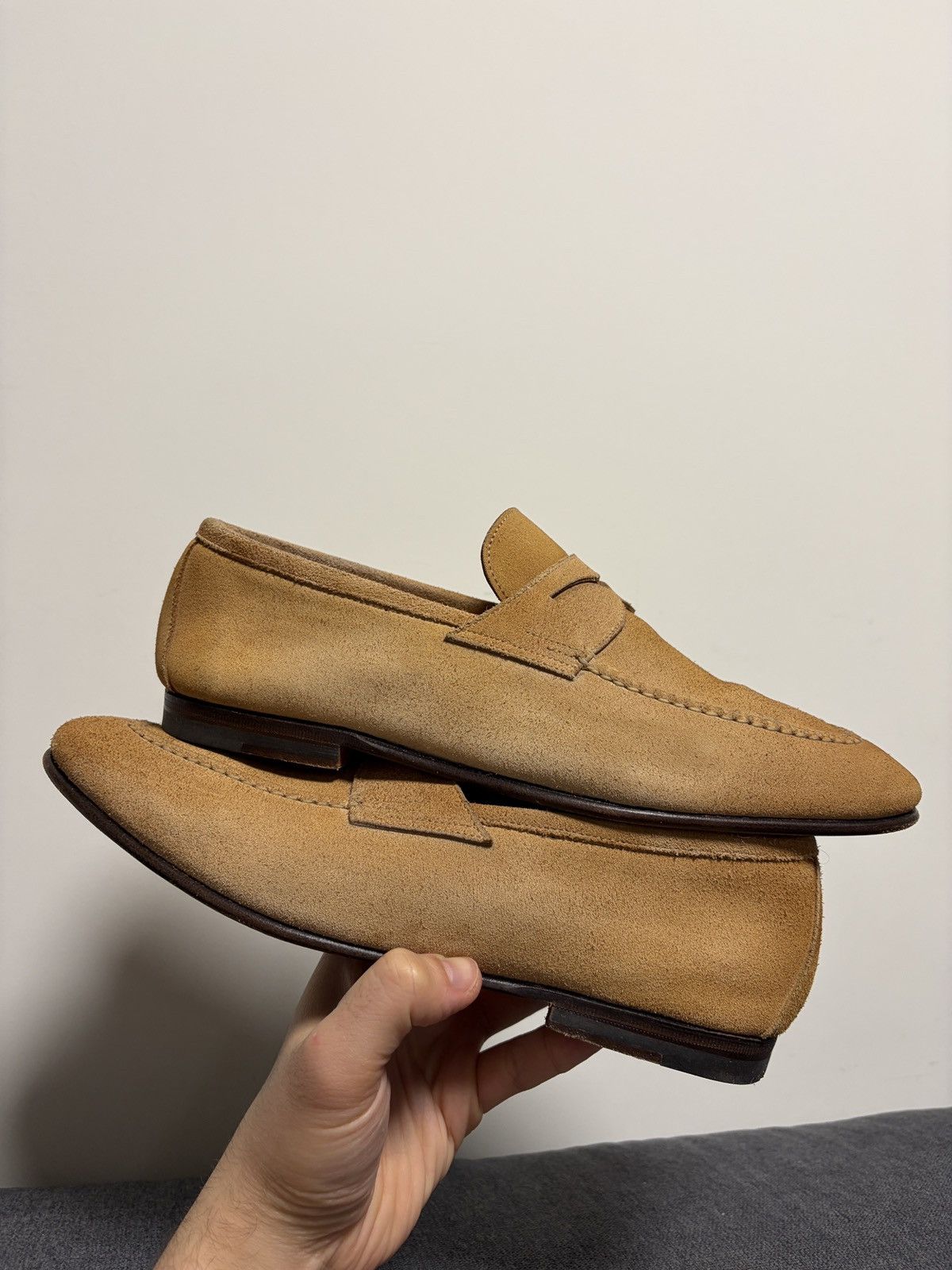 Santoni Santoni Suede Beige Loafers Size US 6.5 / EU 39-40 - 17 Thumbnail