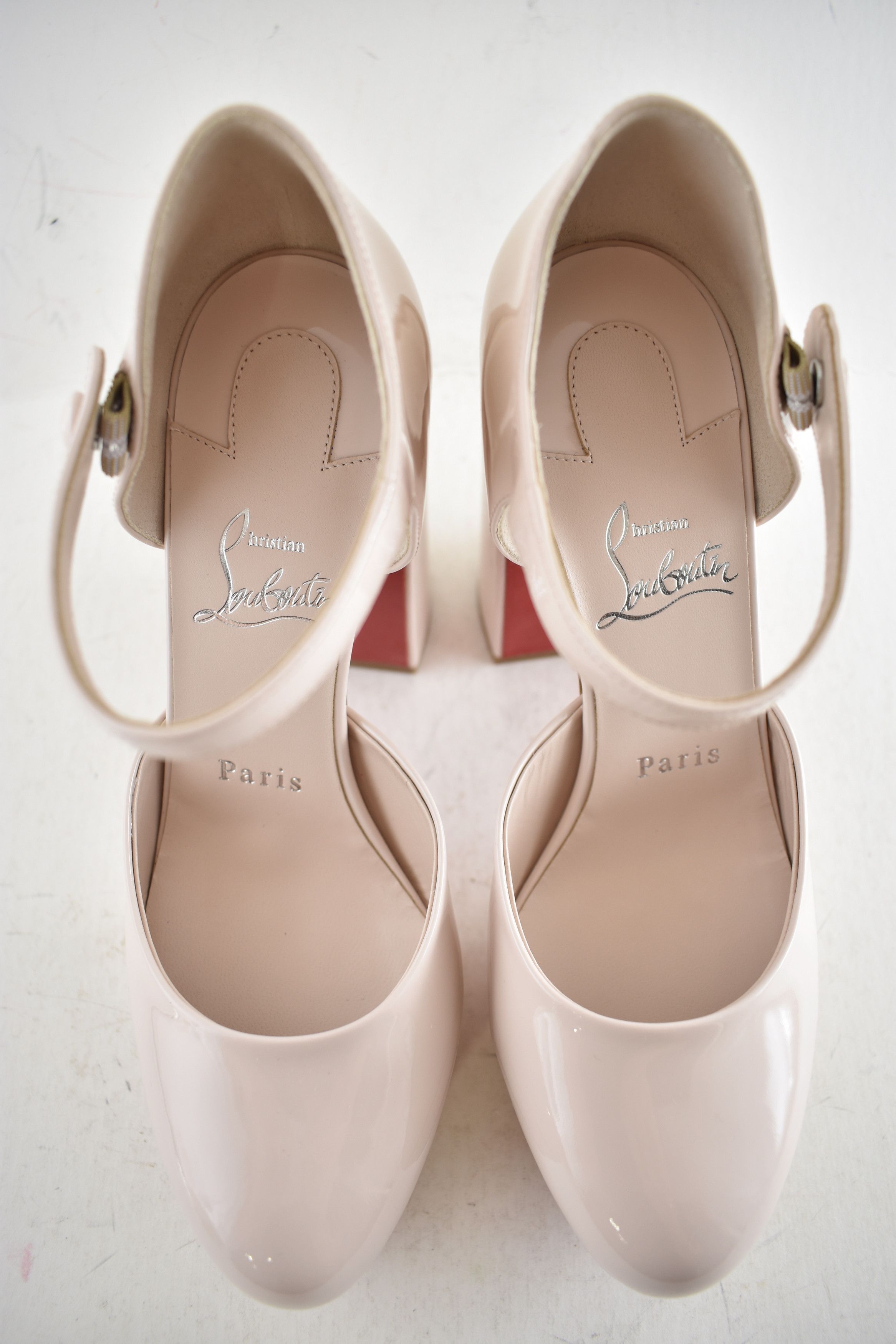 Christian Louboutin Movida MJ 130 Leche Patent Platform Block Heel Pump 37.5 Size US 7.5 / IT 37.5 - 8 Thumbnail