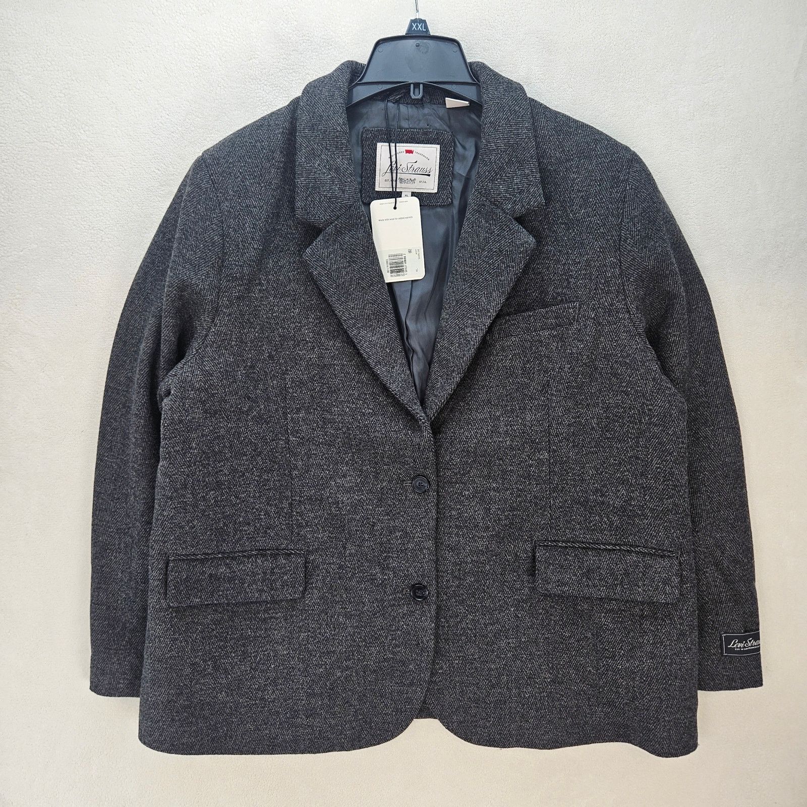 Levi's LEVI'S WOMEN'S XL GRAY WOOL HERRINGBONE BLAZER JACKET NWT Size XL / US 12-14 / IT 48-50 - 1 Thumbnail