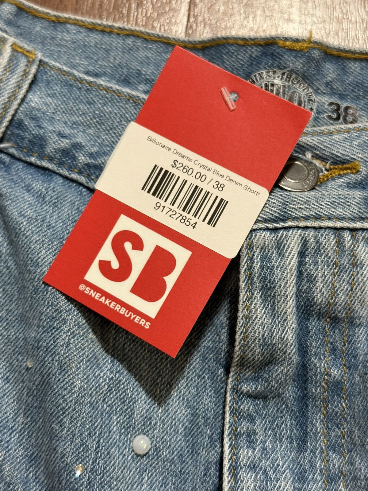 Other Billionaire Dreams Crystal Blue Denim Shorts Size US 38 / EU 54 - 10 Thumbnail