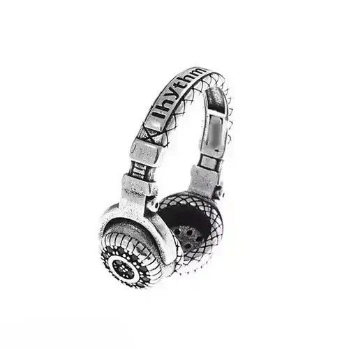 Japanese Brand Vintage Headphones Ring Skater Rap Retro Graffiti Hip Hop Size ONE SIZE - 4 Thumbnail