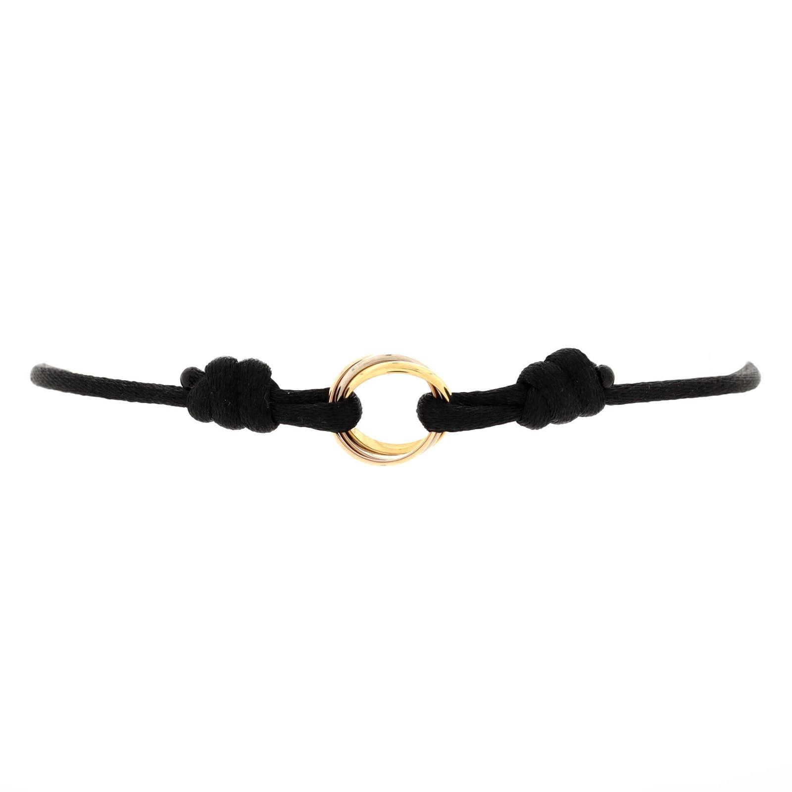 image of Cartier Trinity On Cord Bracelet Silk Cord With 18K Tricolor Gold, Women's
