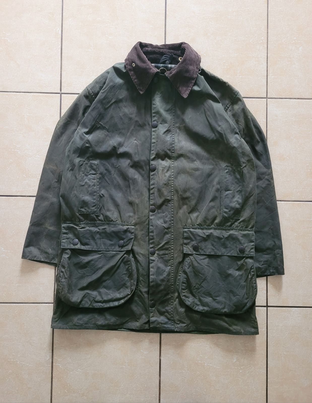 Pre-owned Barbour X Vintage Barbour Border Wax Jacket In Khaki